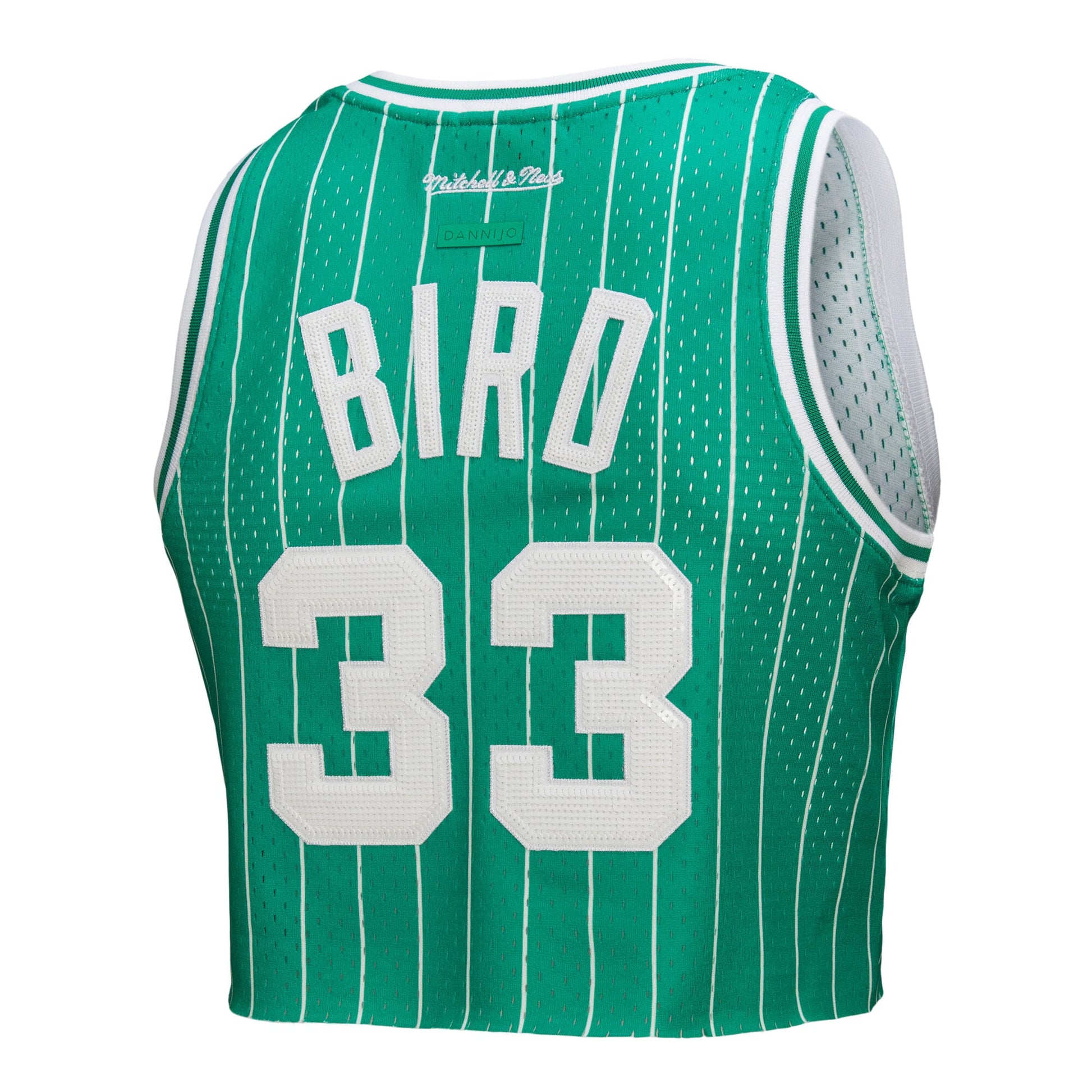 Women's Boston Celtics Larry Bird Mitchell & Ness x DANNIJO Kelly Green Fashion Cropped Basketball Jersey