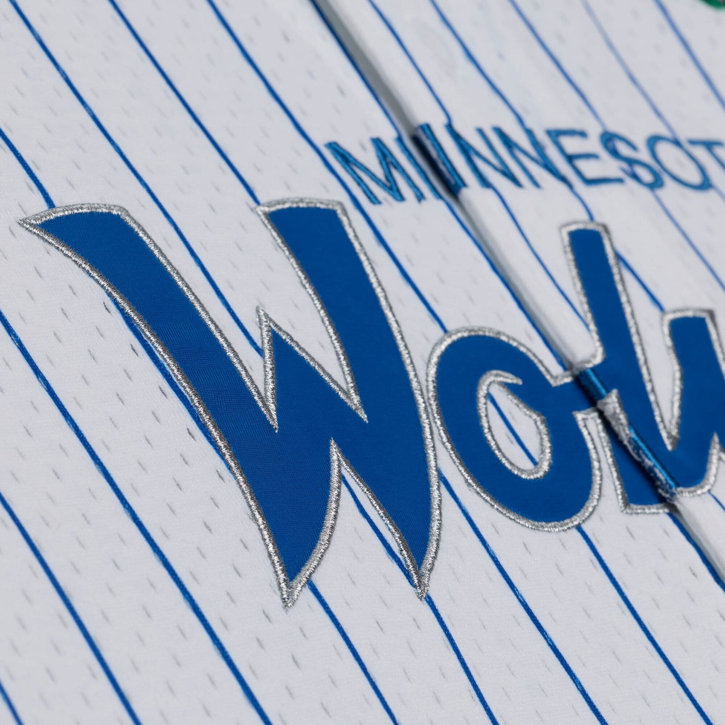 Men's Minnesota Timberwolves Mitchell & Ness White Head Coach Pinstripe Mesh Full-Button Baseball Jersey