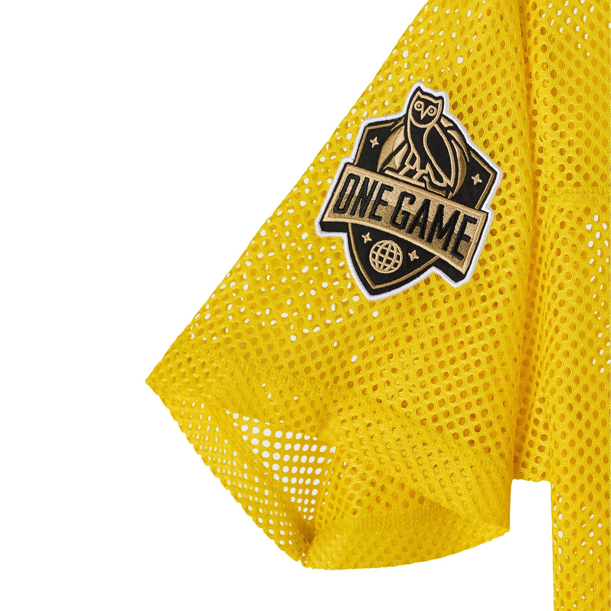 Men's Golden State Warriors  OVO x NBA Gold Mesh Football Fashion Jersey