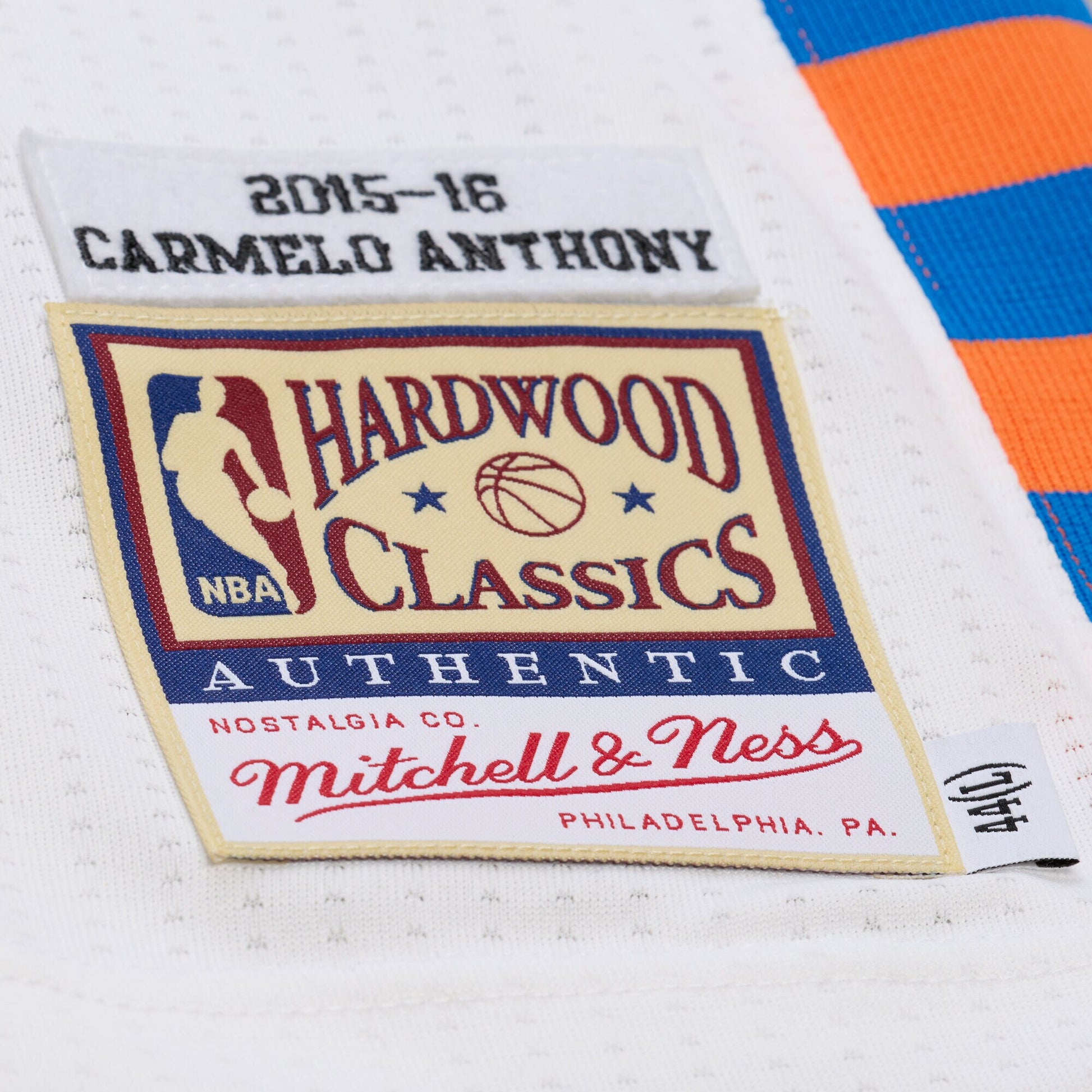 Men's New York Knicks Carmelo Anthony Mitchell & Ness White 2015-16 Hardwood Classics Authentic Jersey