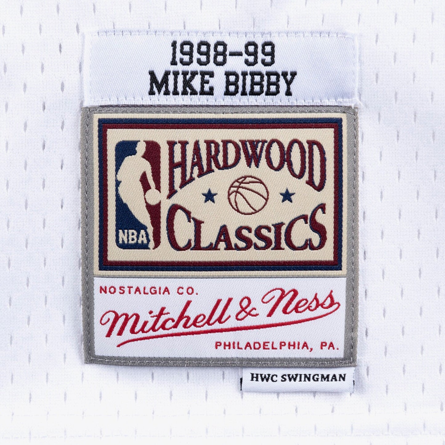 Men's Vancouver Grizzlies Mike Bibby Mitchell & Ness White 1998/99 Hardwood Classics Swingman Jersey