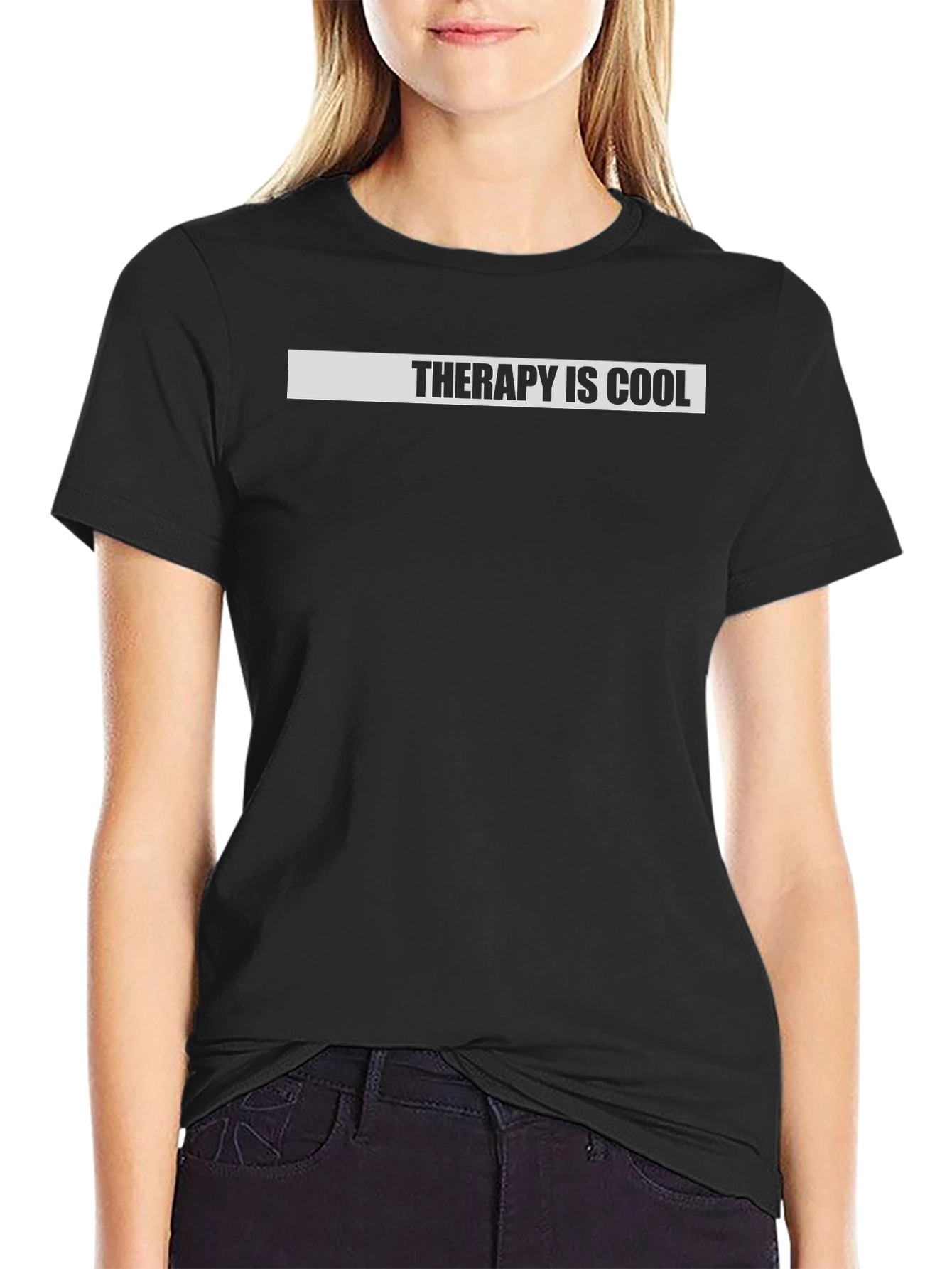 Therapy is Cool Black Graphic Tee