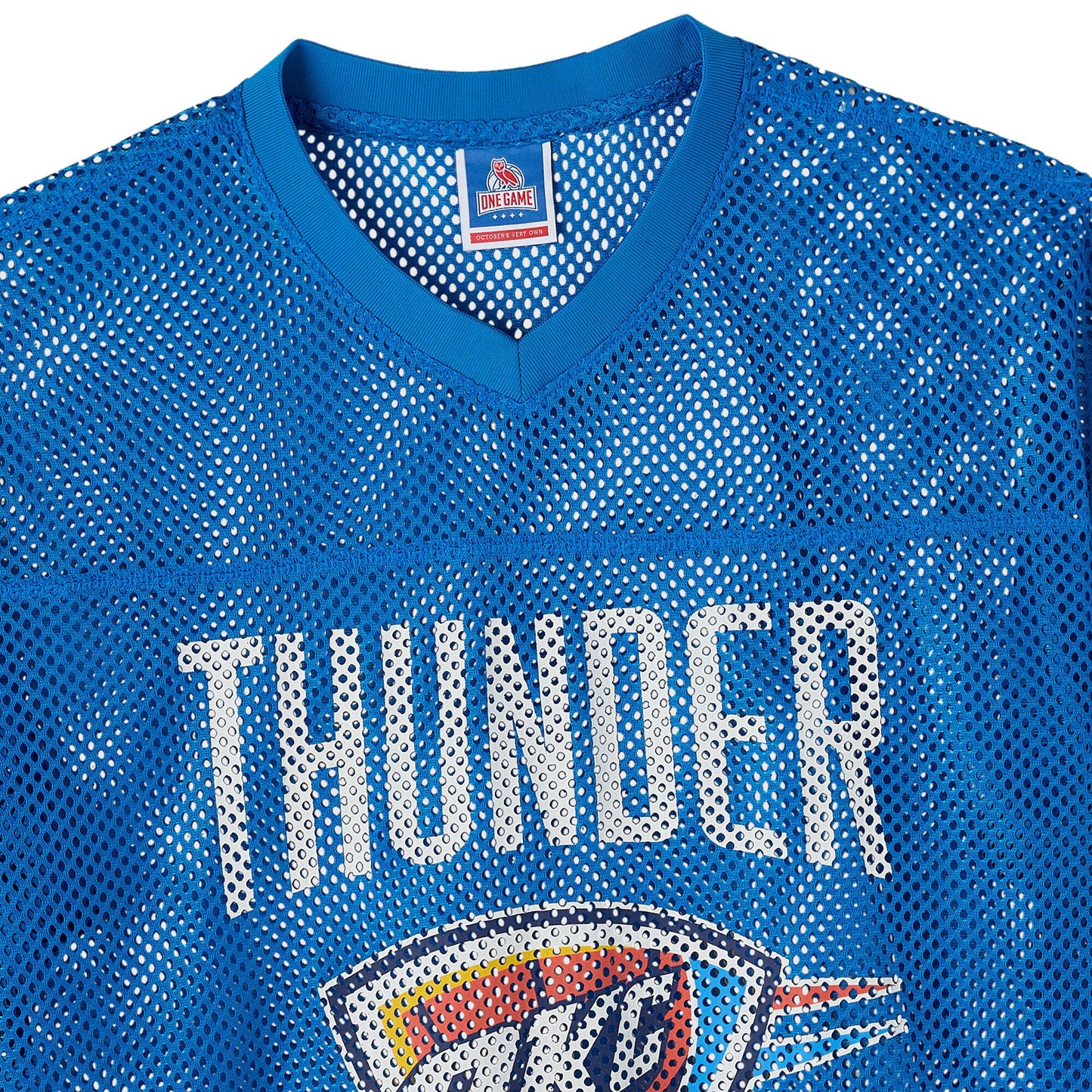 Men's Oklahoma City Thunder  OVO x NBA Blue Mesh Football Fashion Jersey