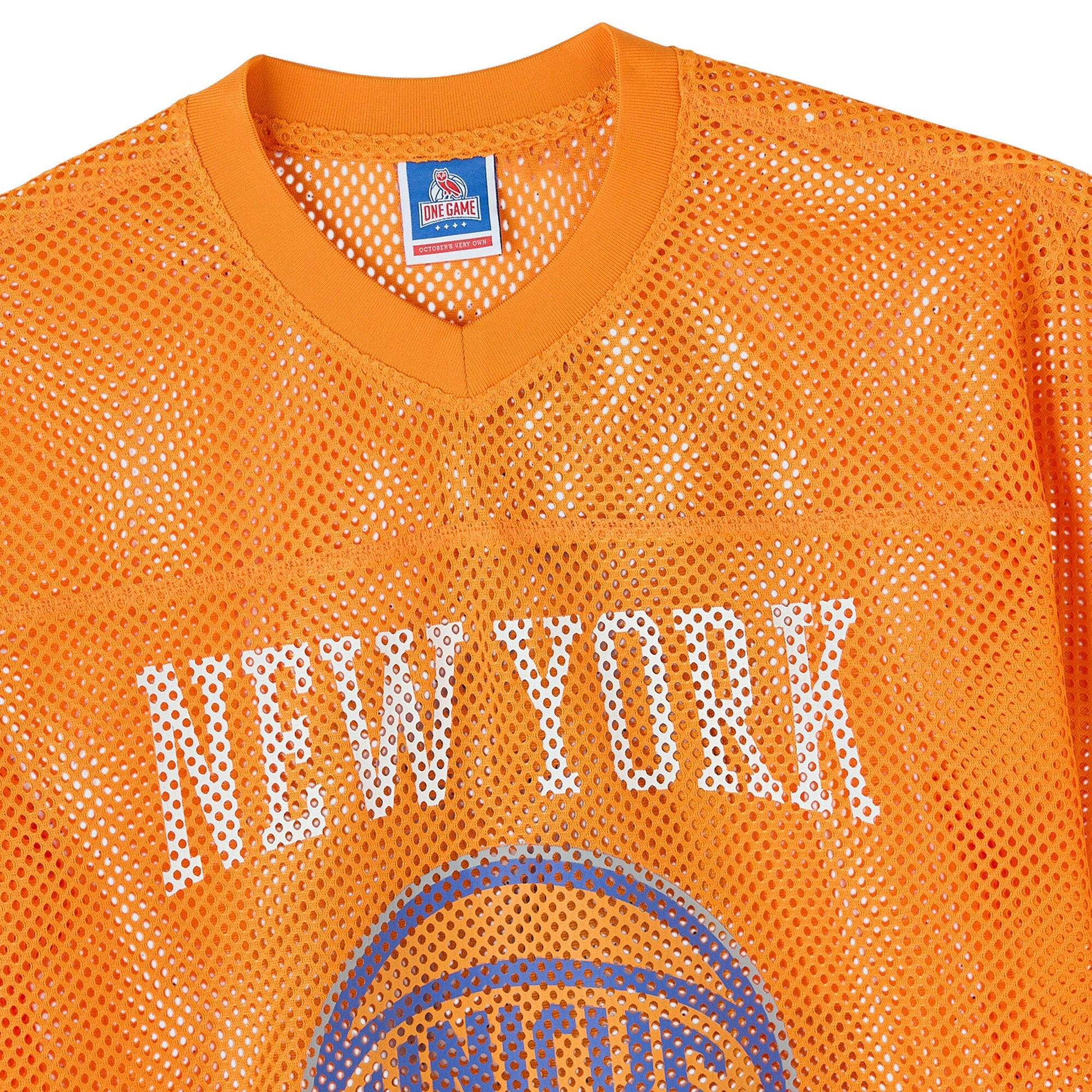 Men's New York Knicks  OVO x NBA Orange Mesh Football Fashion Jersey