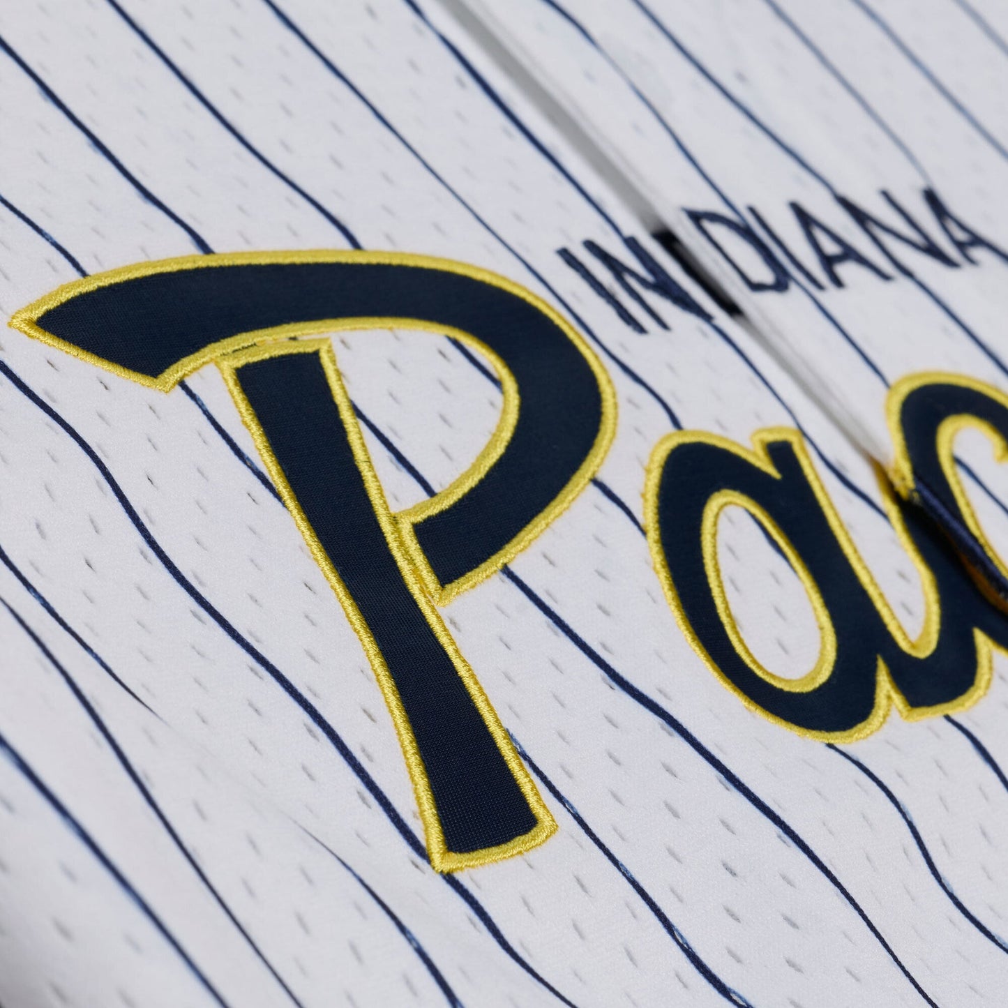 Men's Indiana Pacers Mitchell & Ness White Head Coach Pinstripe Mesh Full-Button Baseball Jersey