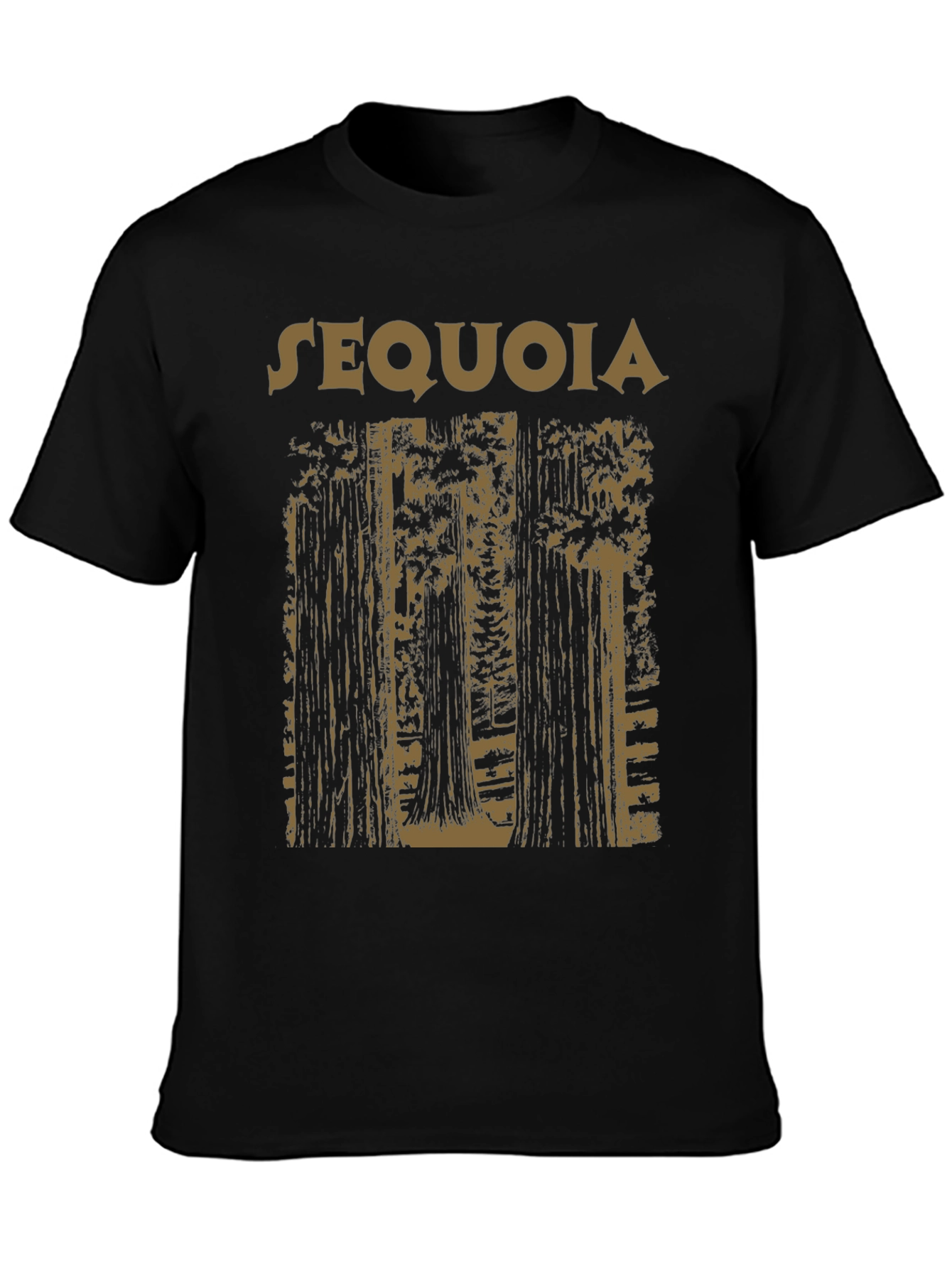 Sequoia Forest Graphic Tee - Black Cotton T-Shirt