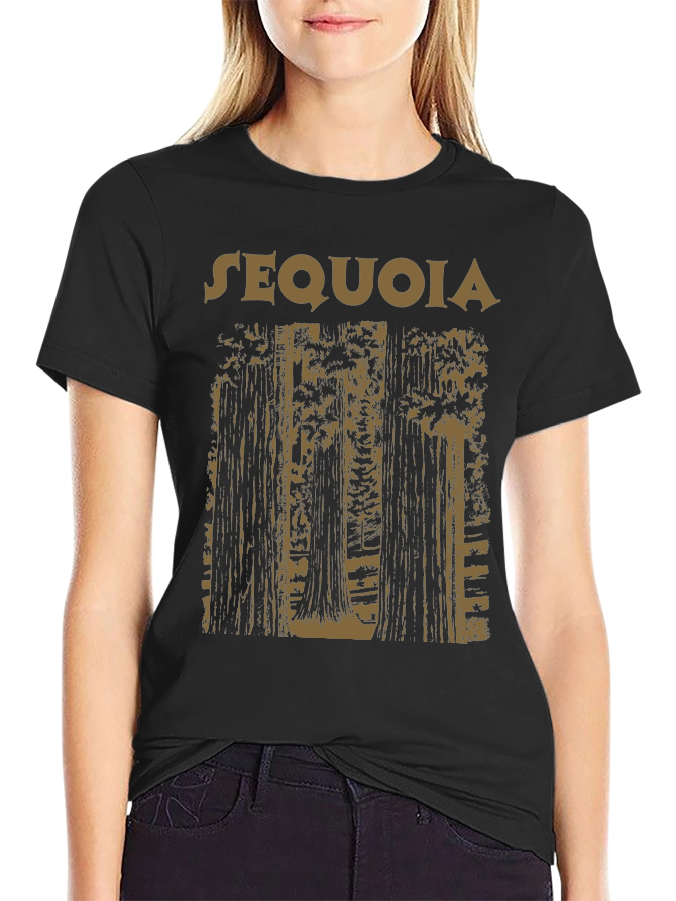 Sequoia Forest Graphic Tee - Black Cotton T-Shirt