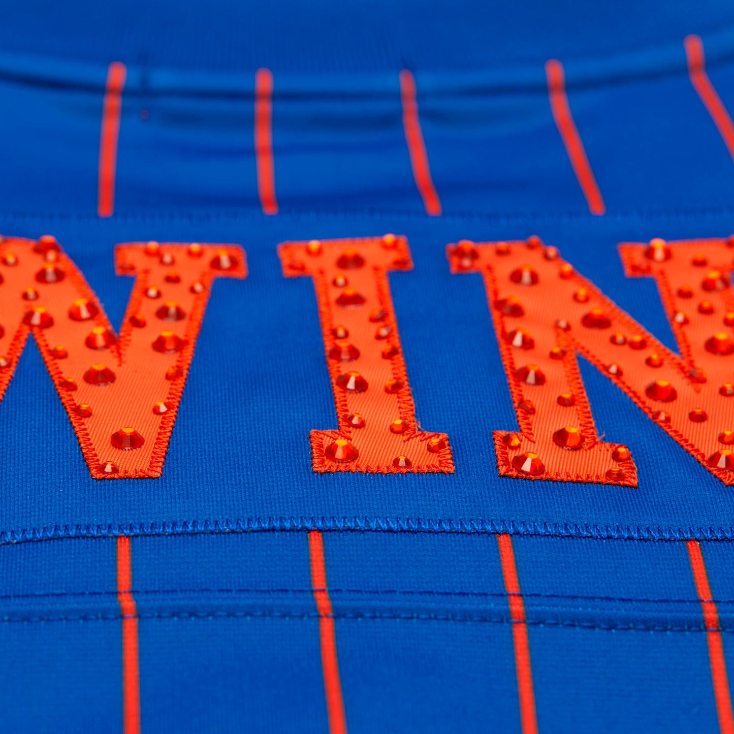 Women's New York Knicks Patrick Ewing Mitchell & Ness x DANNIJO Blue Name & Number Cropped Football Jersey