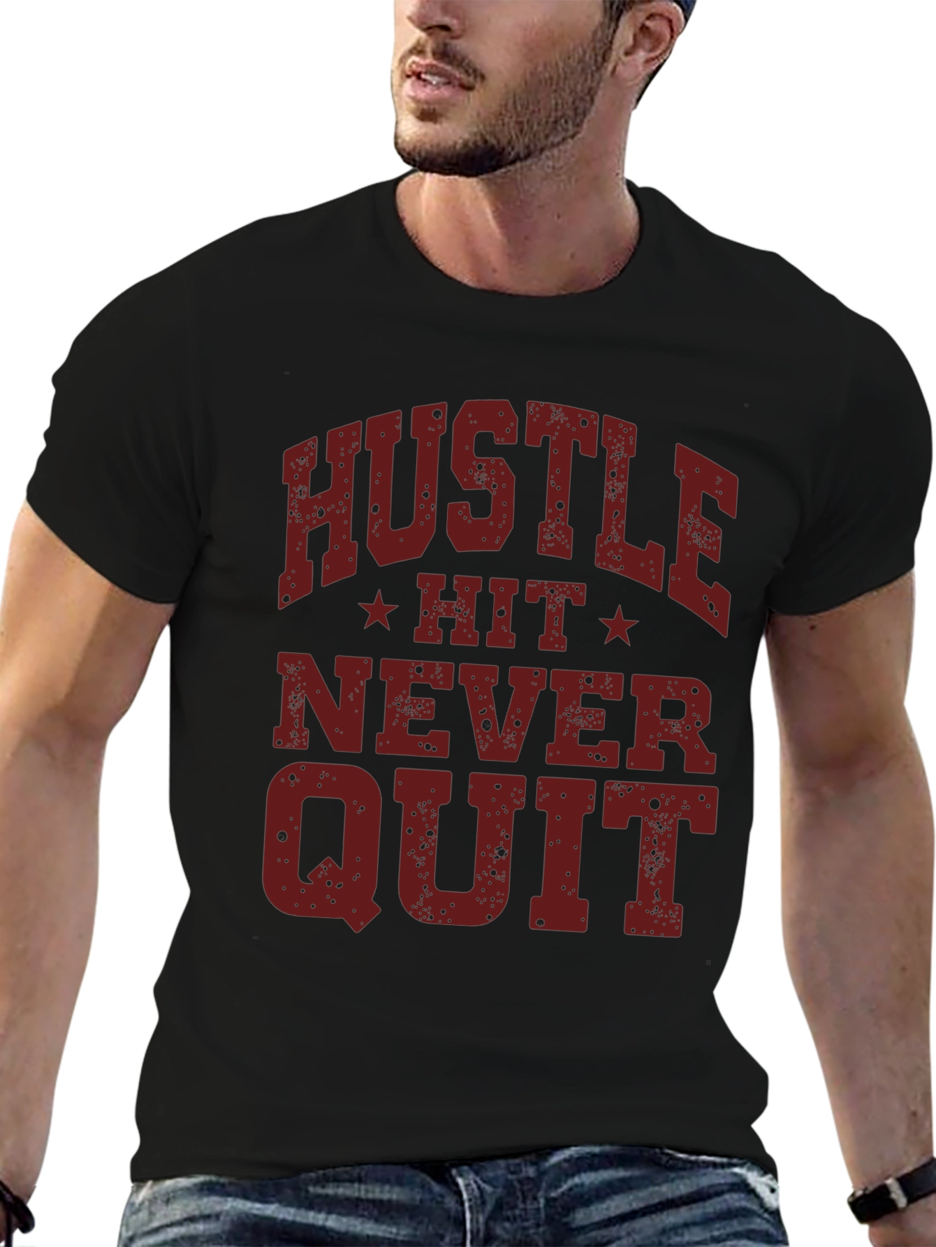 Hustle Hit Never Quit Graphic Tee - Black