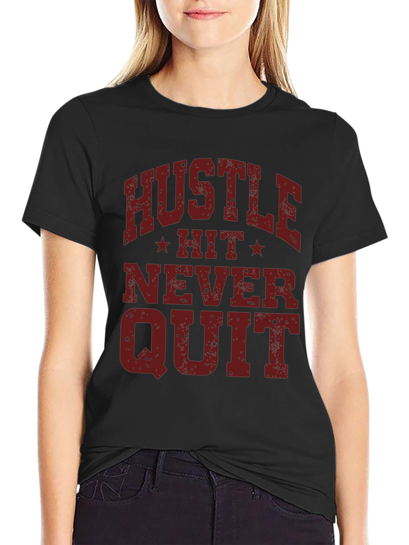 Hustle Hit Never Quit Graphic Tee - Black