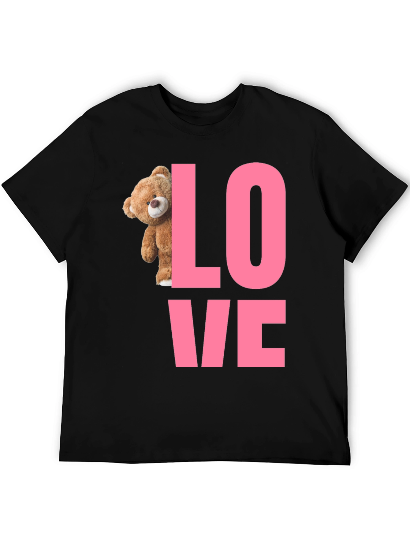 Love Teddy Bear Graphic T-Shirt - Black