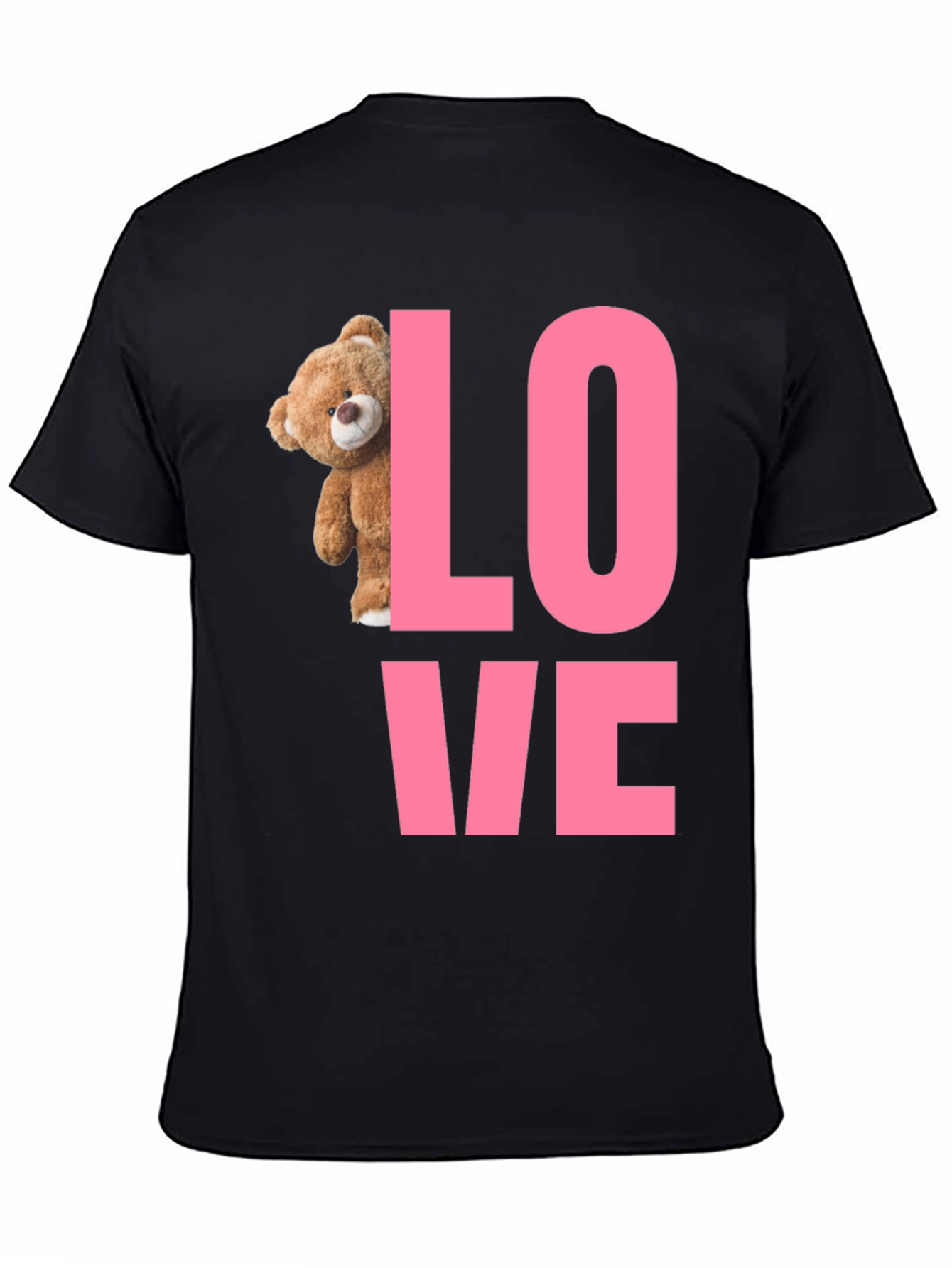 Love Teddy Bear Graphic T-Shirt - Black