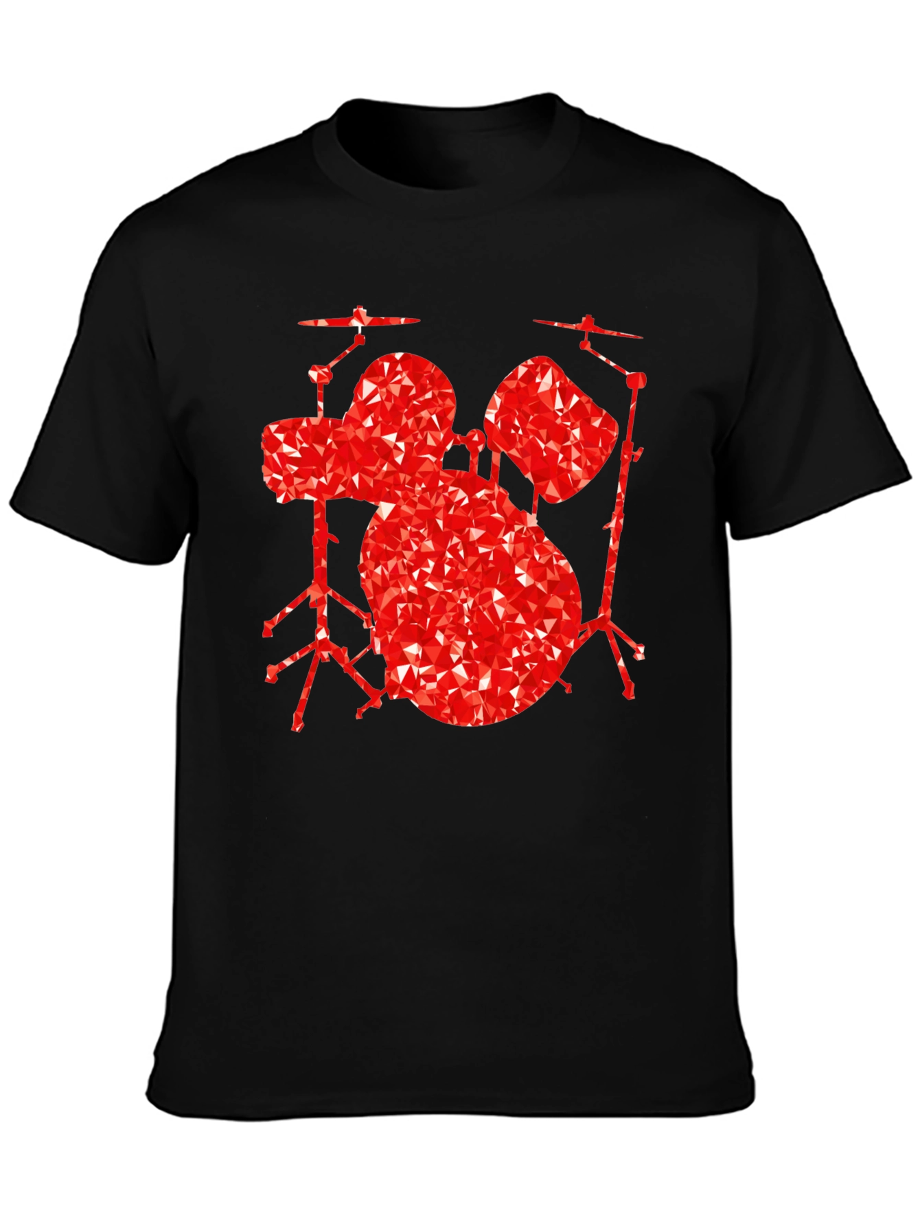 Geometric Drum Set Graphic Tee - Black