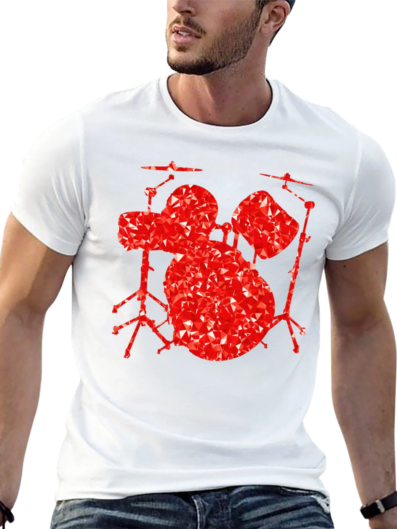 Geometric Drum Set Graphic Tee - Black