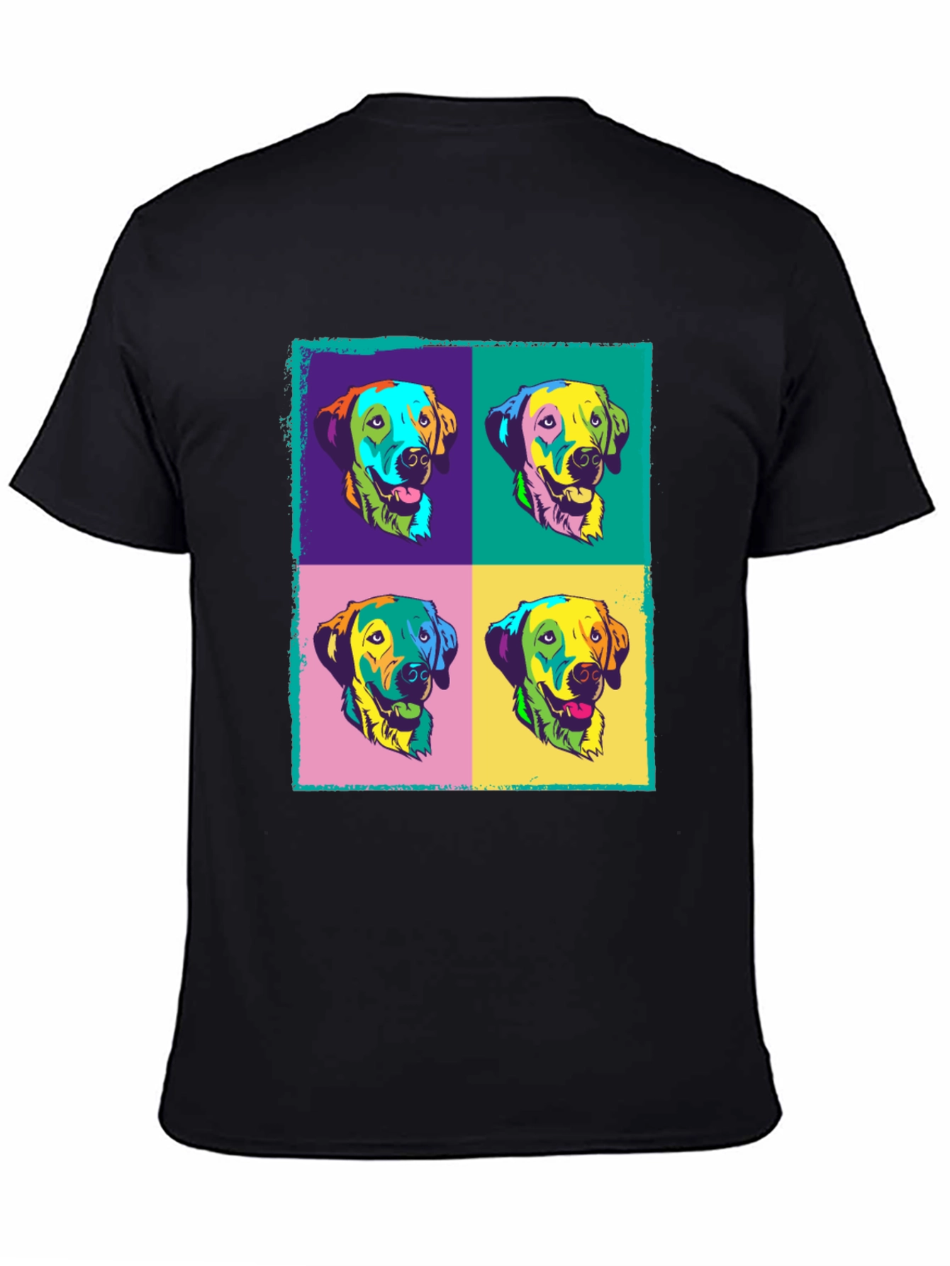 Pop Art Dog Graphic Black T-Shirt