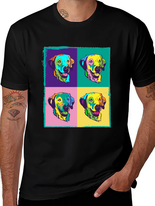 Pop Art Dog Graphic Black T-Shirt