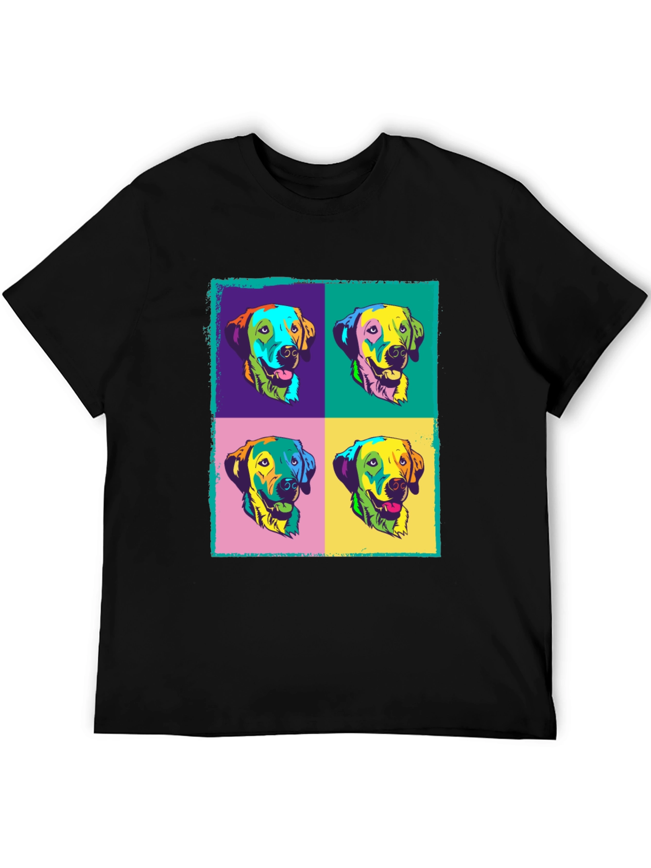 Pop Art Dog Graphic Black T-Shirt