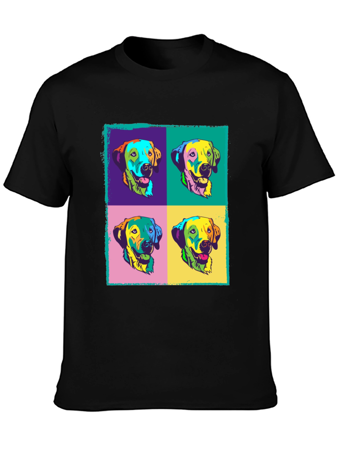 Pop Art Dog Graphic Black T-Shirt