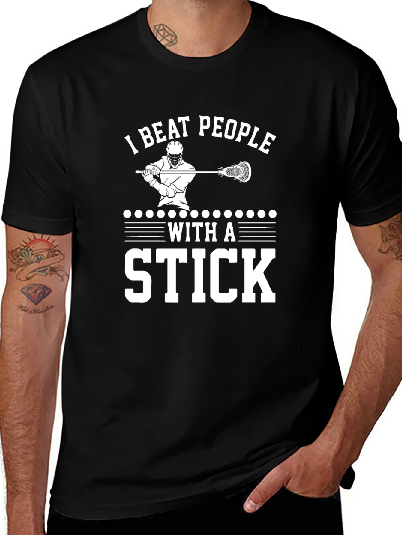 I Beat People With a Stick Lacrosse T-Shirt