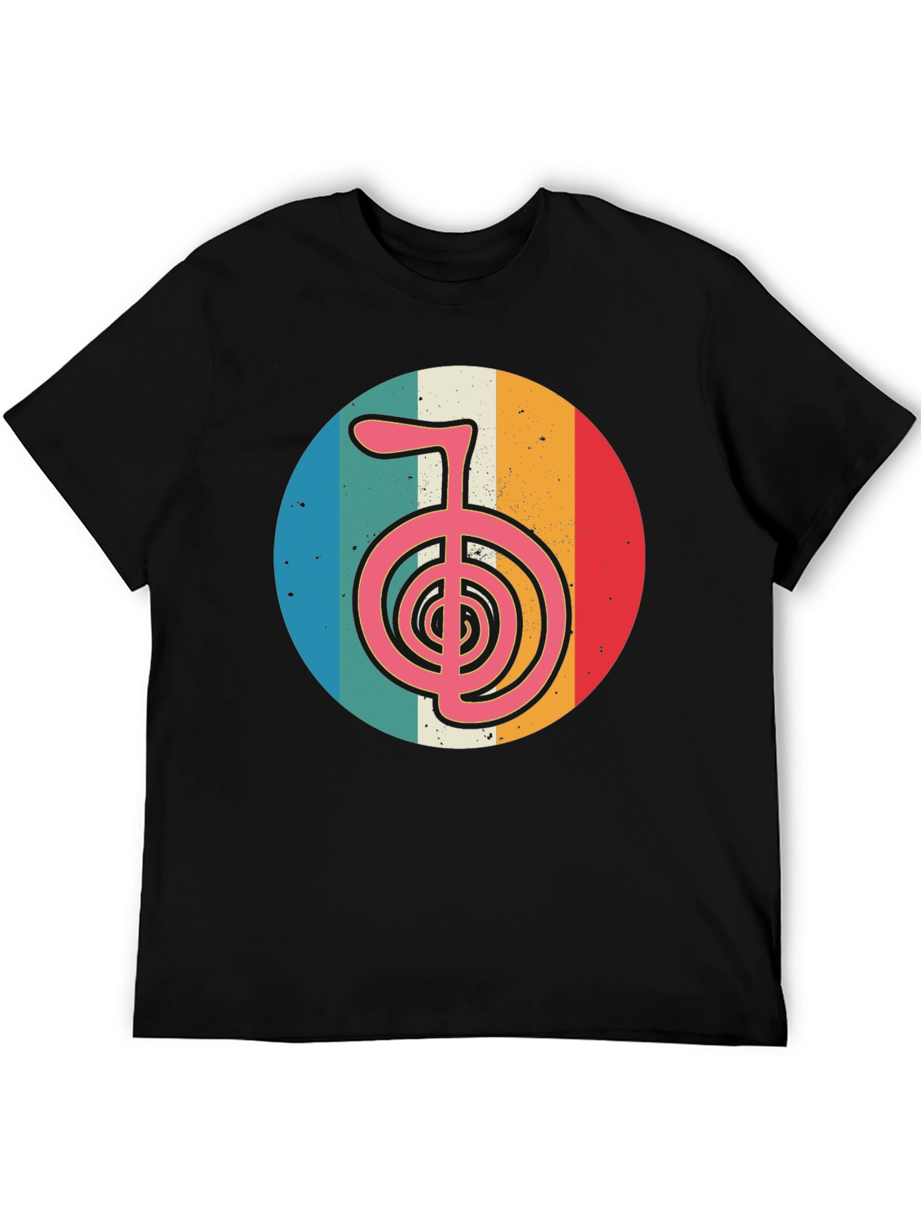 Retro Chakra Symbol Graphic T-Shirt - Black