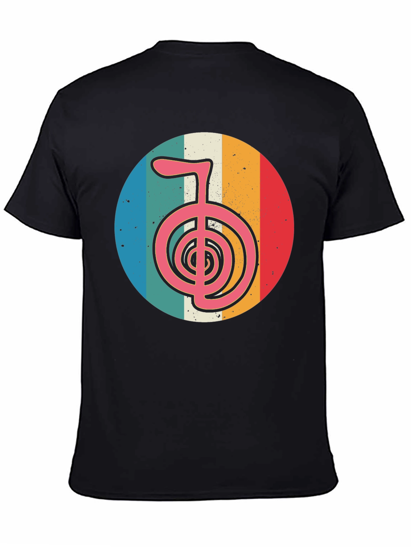 Retro Chakra Symbol Graphic T-Shirt - Black