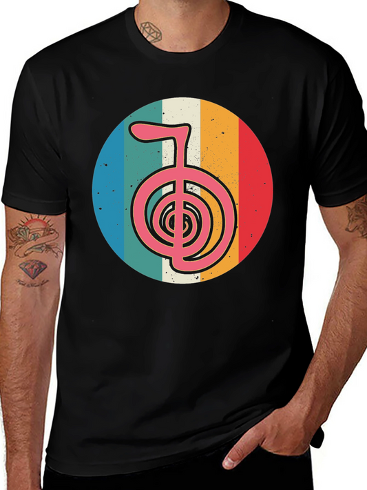 Retro Chakra Symbol Graphic T-Shirt - Black
