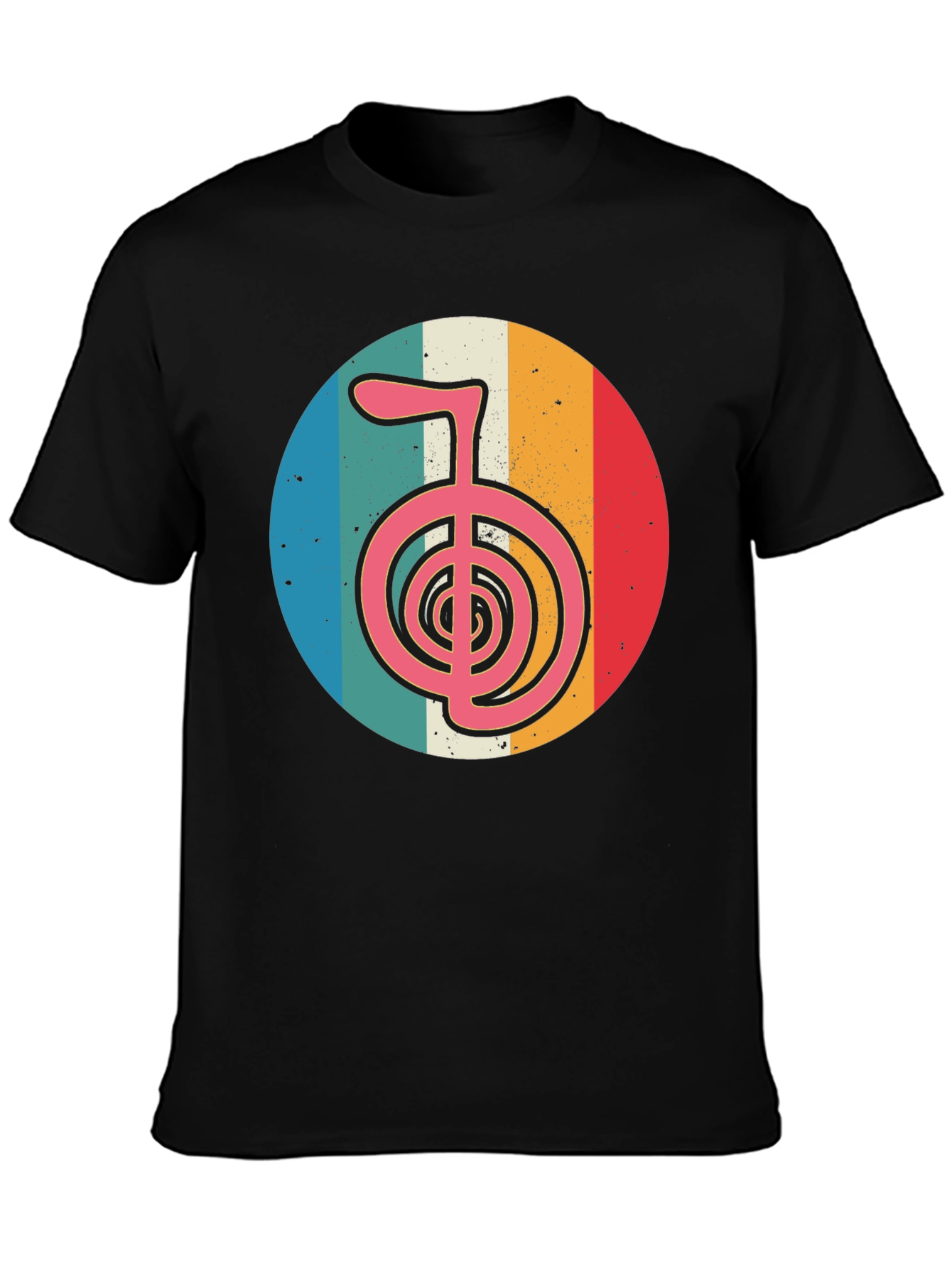 Retro Chakra Symbol Graphic T-Shirt - Black