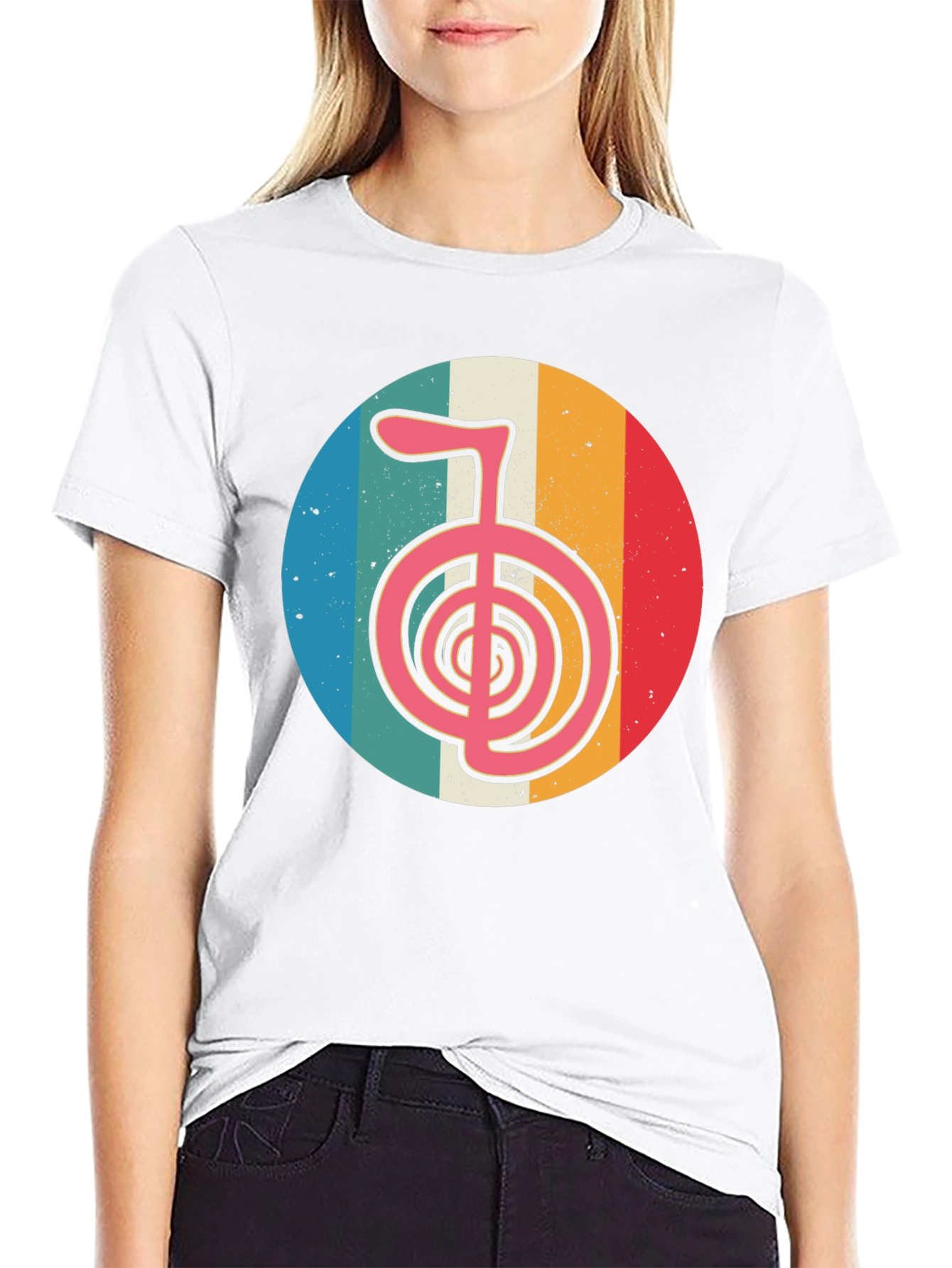 Retro Chakra Symbol Graphic T-Shirt - Black