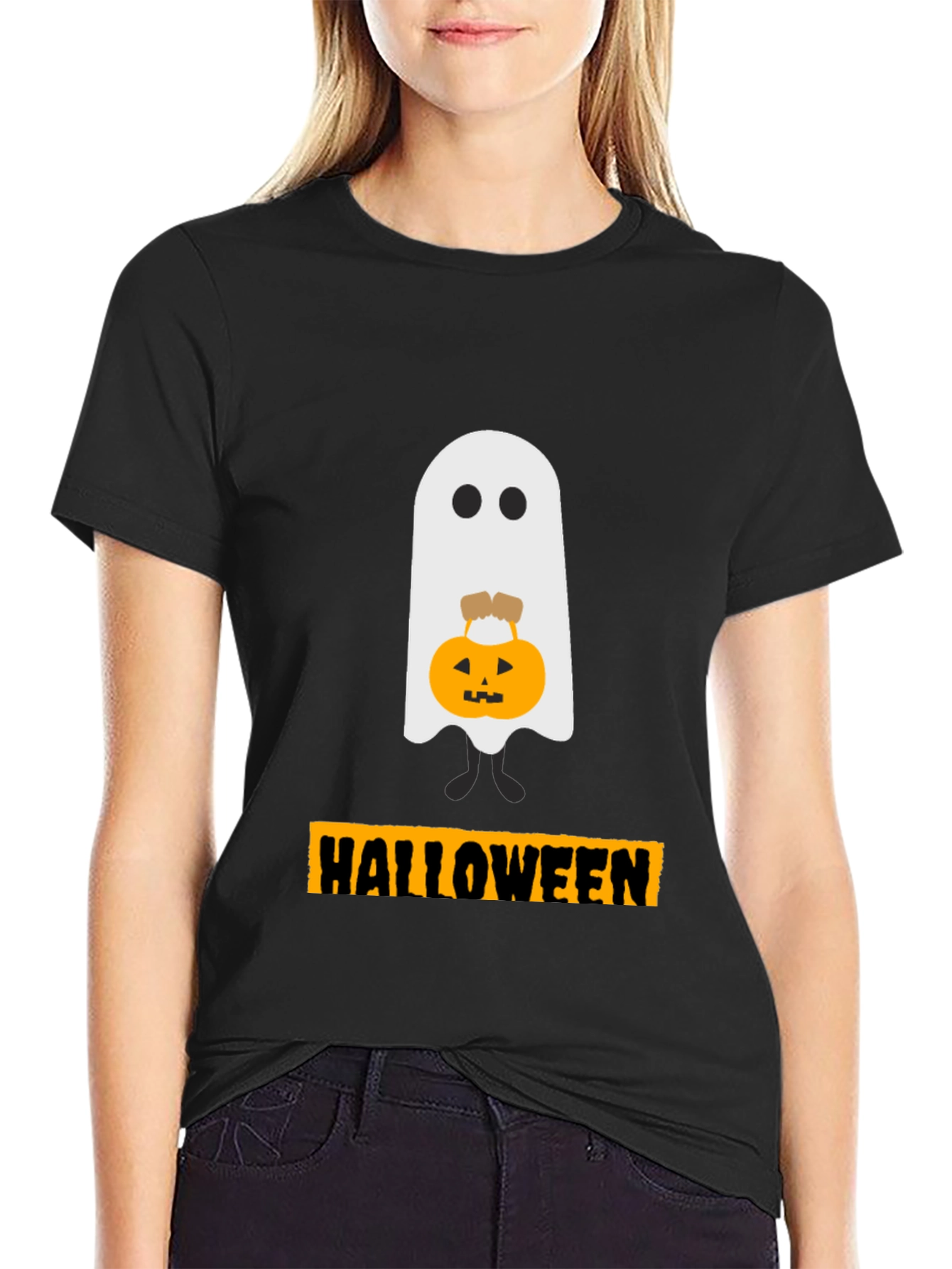 Halloween Ghost with Pumpkin T-Shirt