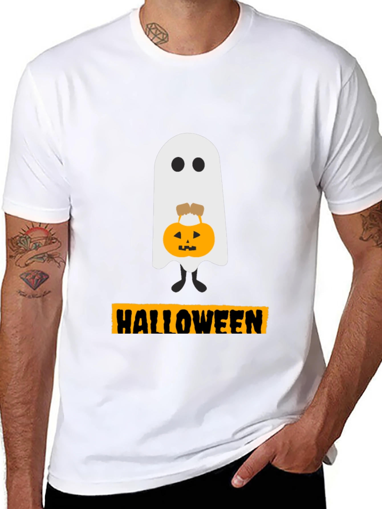 Halloween Ghost with Pumpkin T-Shirt