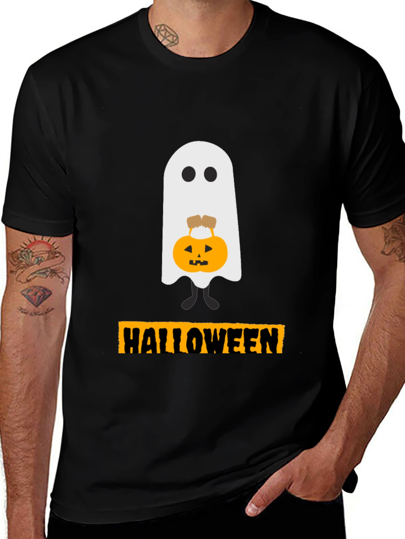 Halloween Ghost with Pumpkin T-Shirt