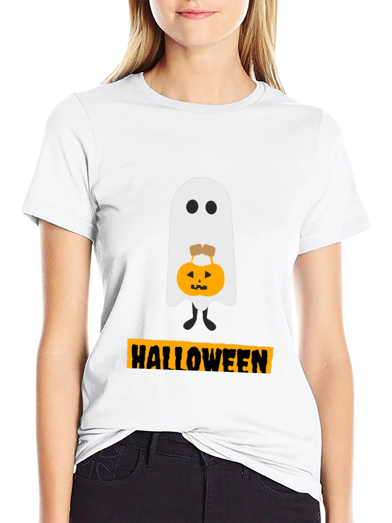 Halloween Ghost with Pumpkin T-Shirt