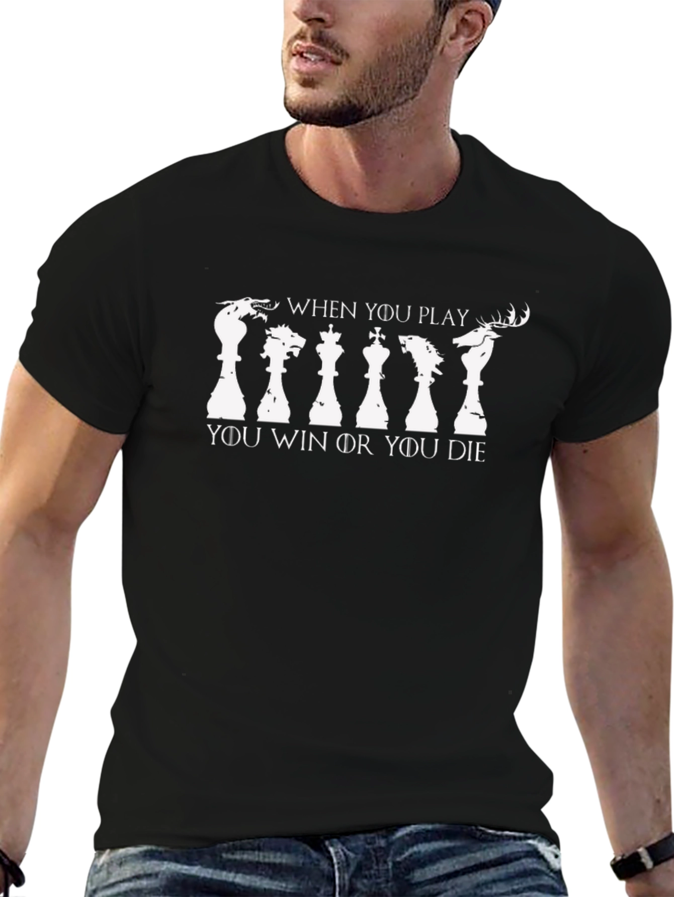 Game of Thrones Chess Mens Black T-Shirt