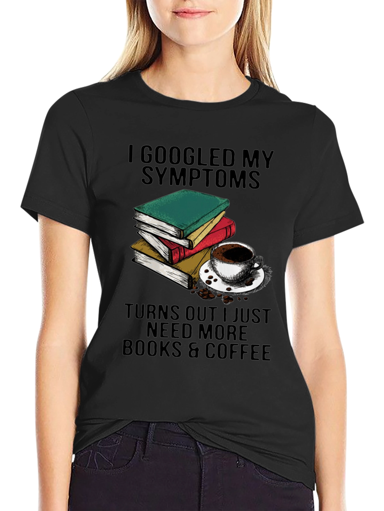 Books & Coffee Graphic T-Shirt