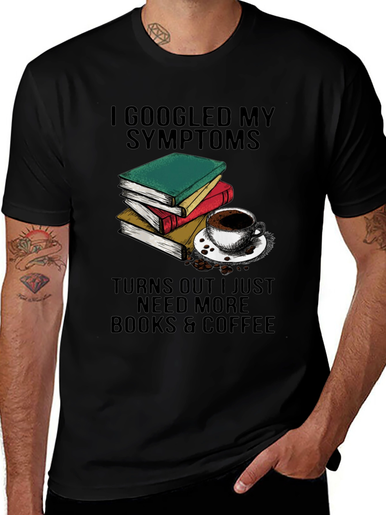 Books & Coffee Graphic T-Shirt