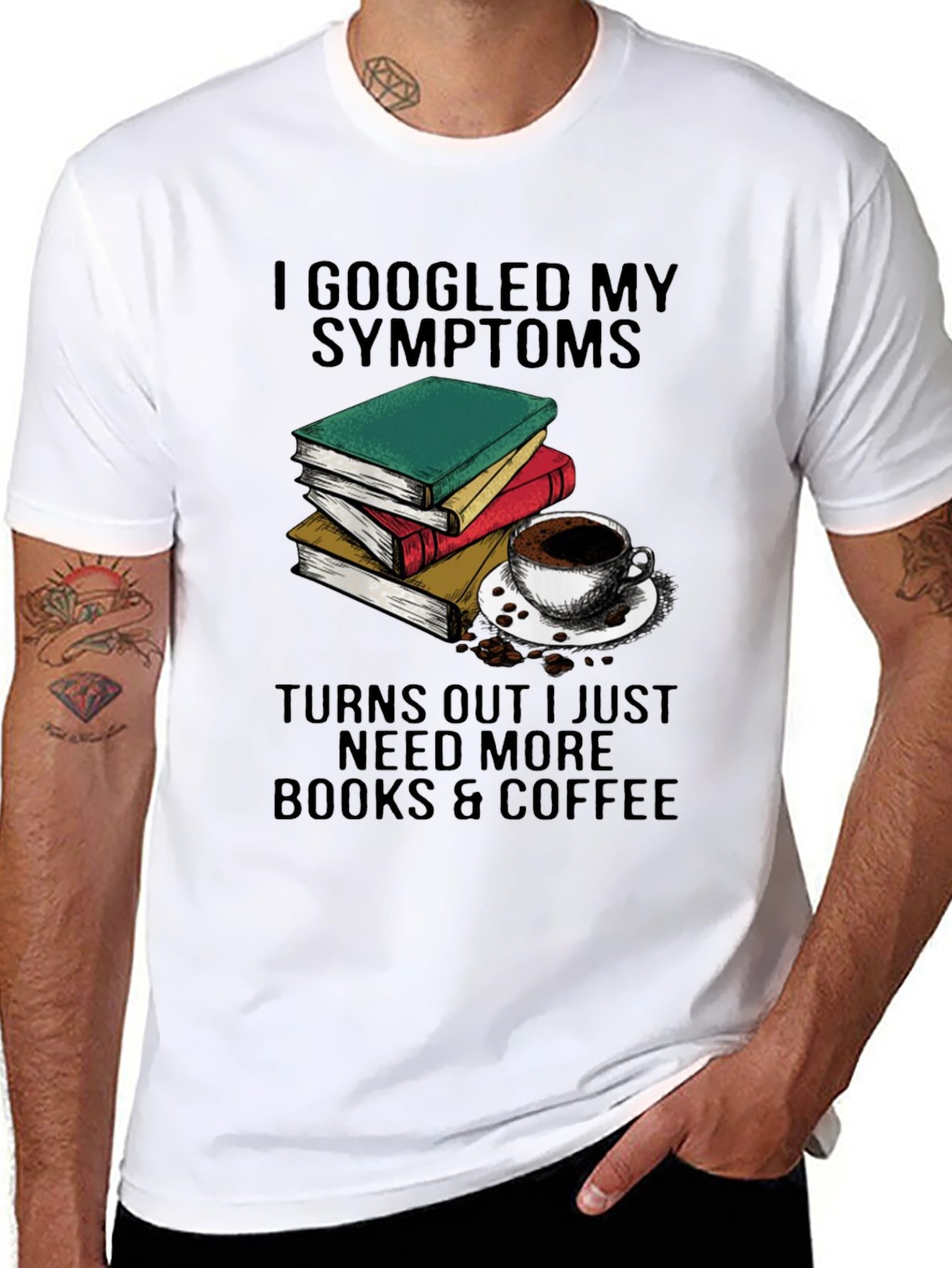 Books & Coffee Graphic T-Shirt