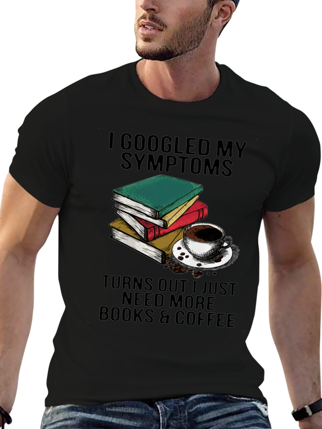 Books & Coffee Graphic T-Shirt