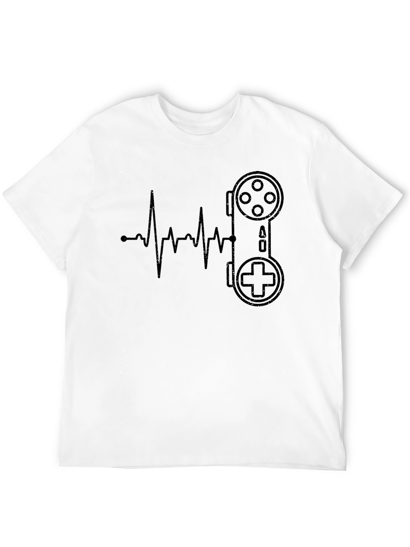 Gamer Heartbeat T-Shirt - Black Cotton Casual Tee