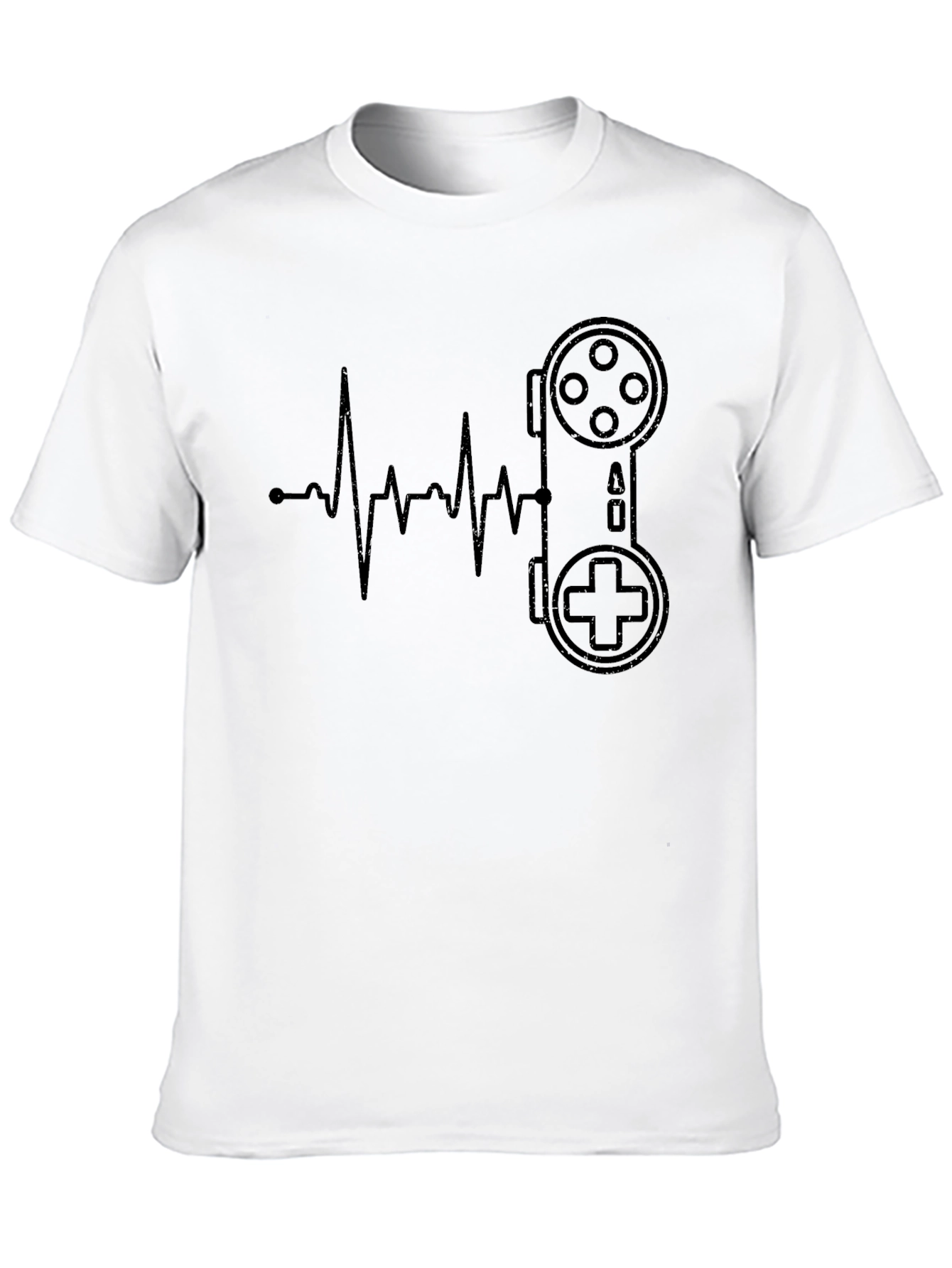 Gamer Heartbeat T-Shirt - Black Cotton Casual Tee