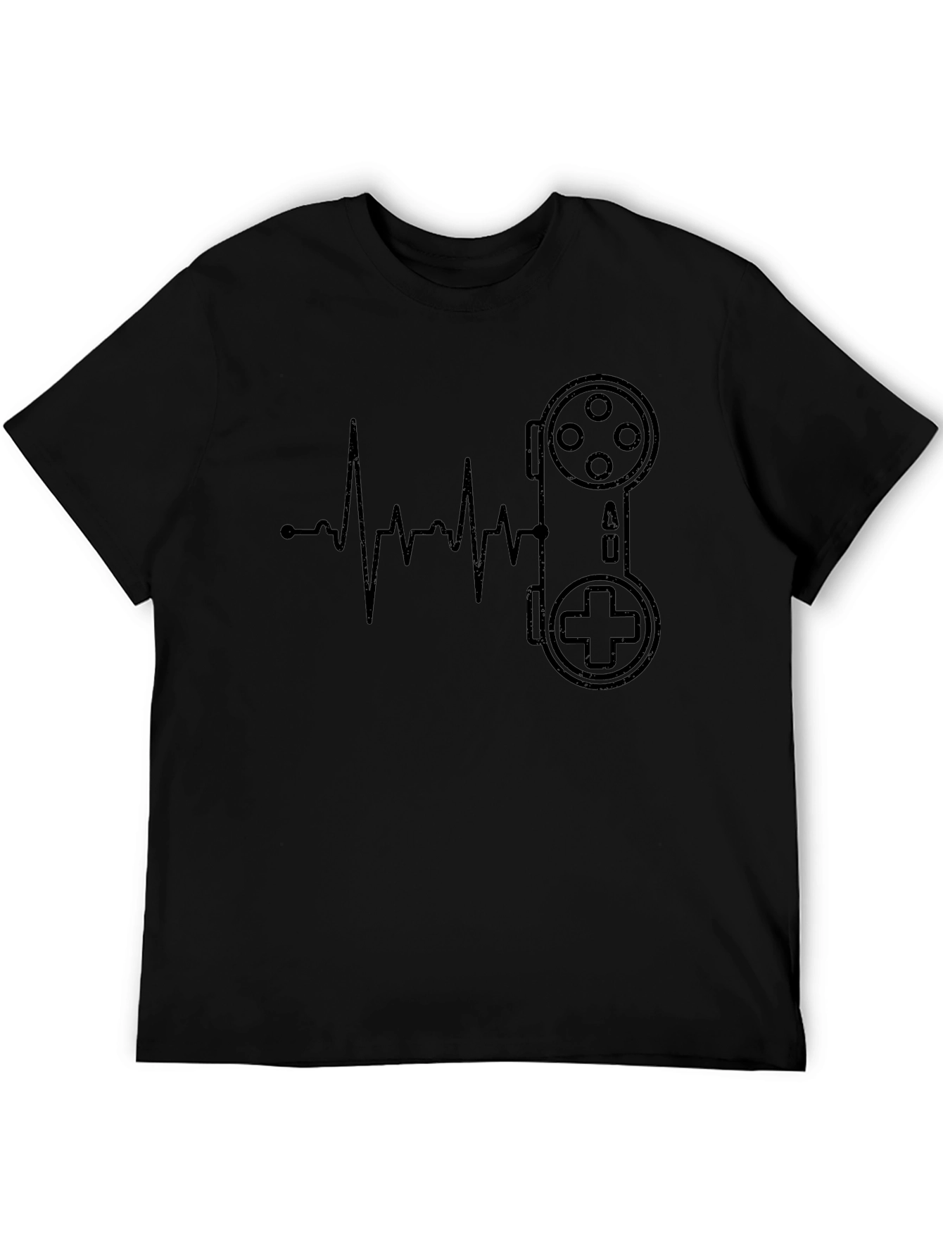Gamer Heartbeat T-Shirt - Black Cotton Casual Tee