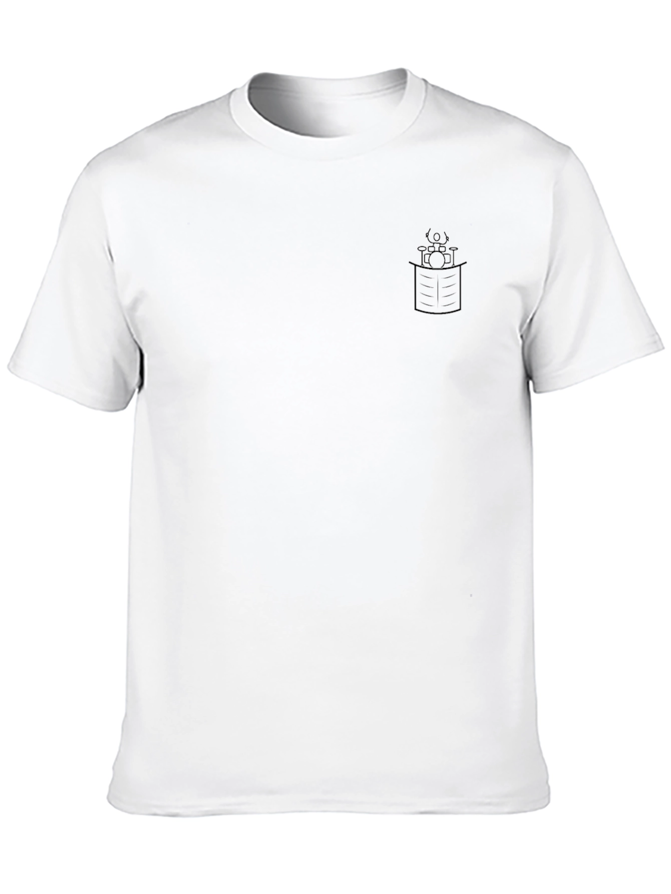 Mens Black Crew Neck T-Shirt with Drum Graphic