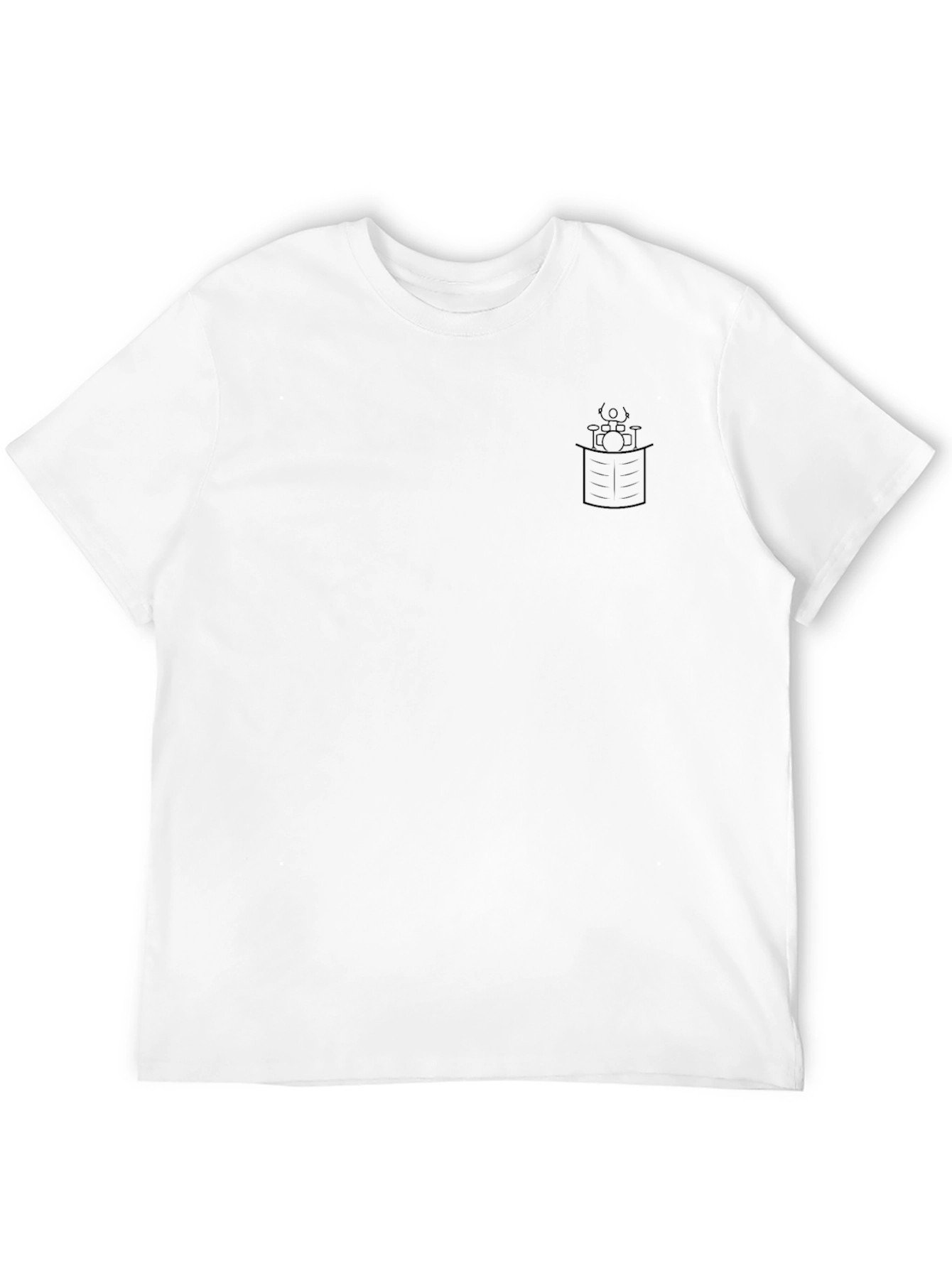 Mens Black Crew Neck T-Shirt with Drum Graphic