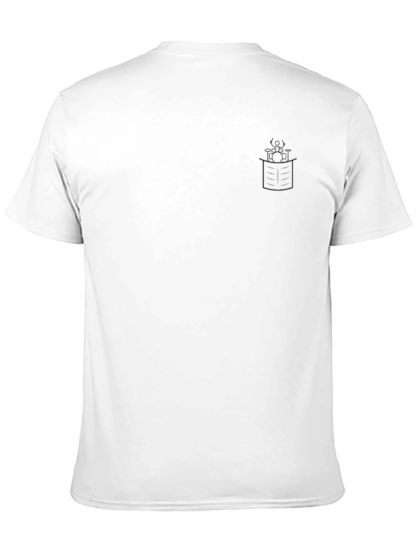 Mens Black Crew Neck T-Shirt with Drum Graphic