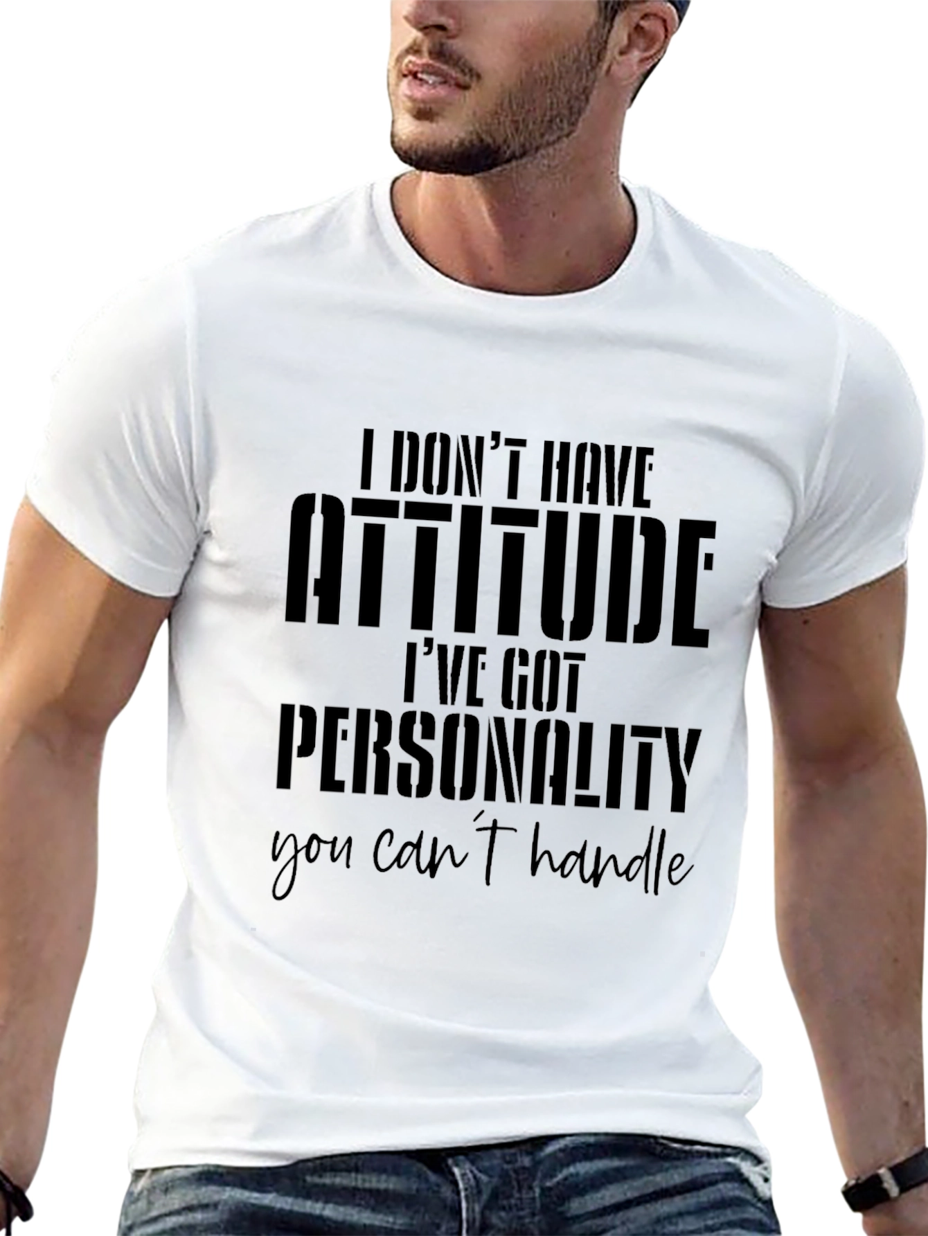 Attitude Personality Graphic Tee - Mens Black T-Shirt