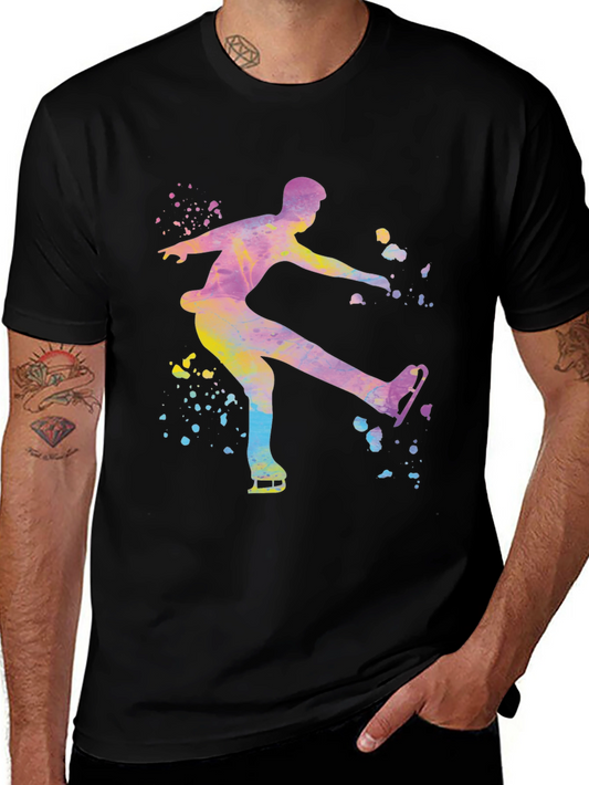 Watercolor Ice Skater Graphic Tee - Black