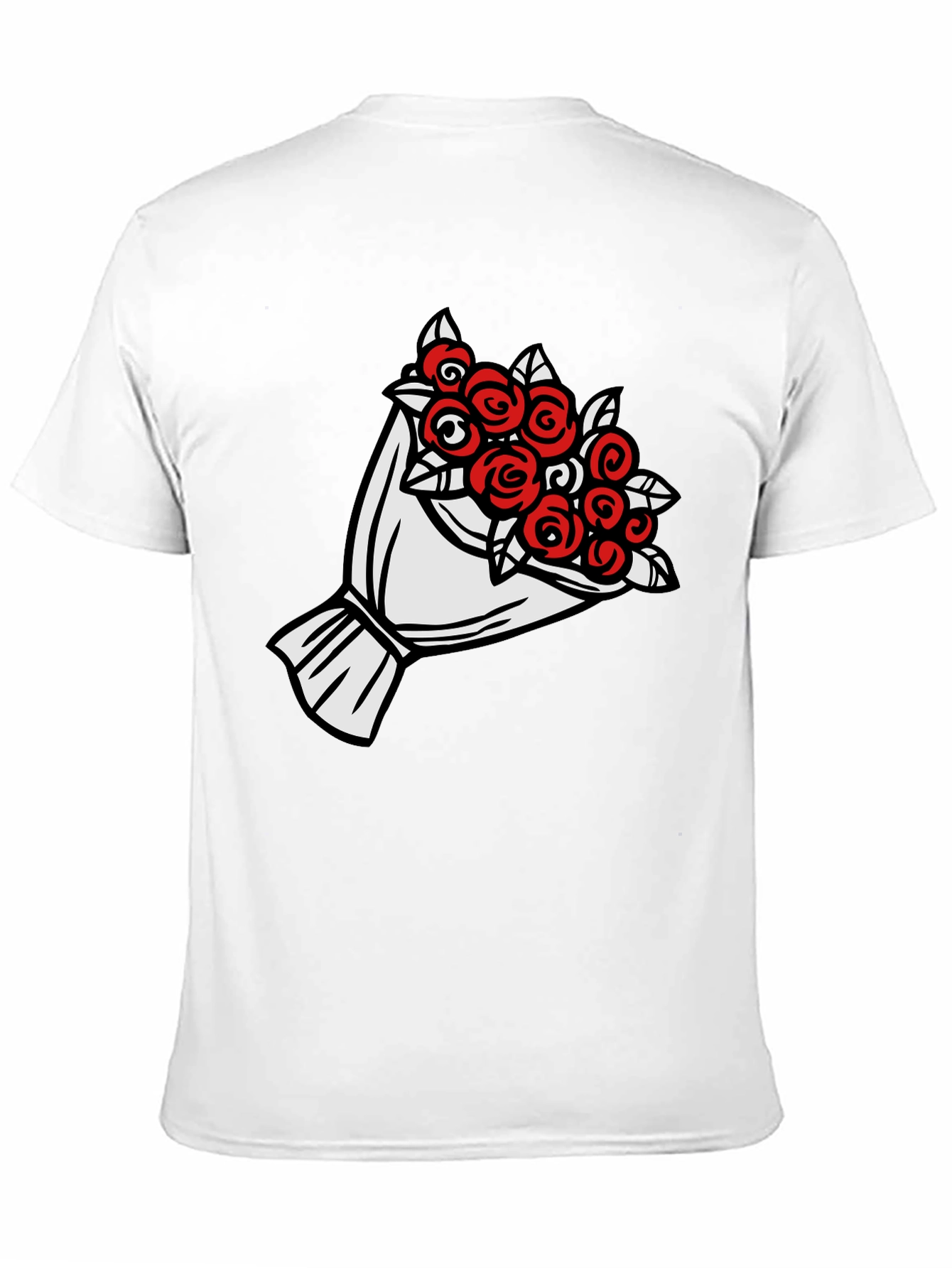 Rose Bouquet Graphic Tee - Black Casual Shirt