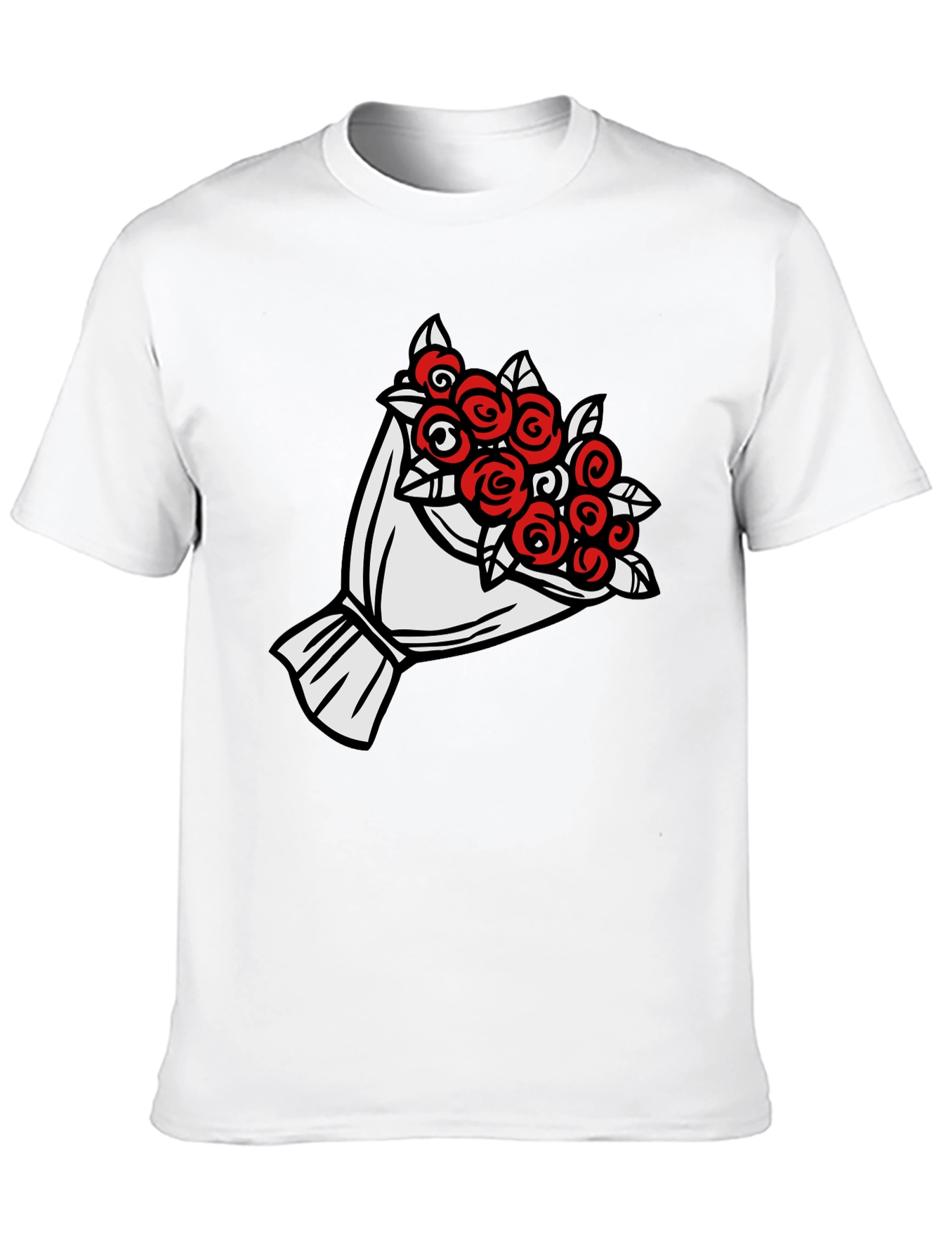 Rose Bouquet Graphic Tee - Black Casual Shirt