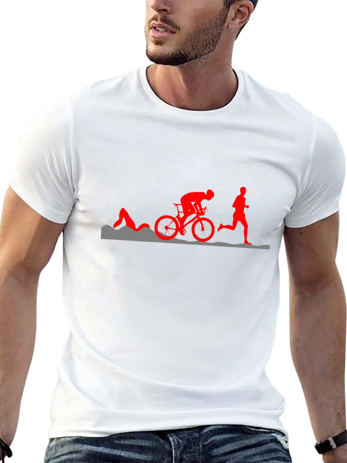 Triathlon Silhouette Graphic T-Shirt