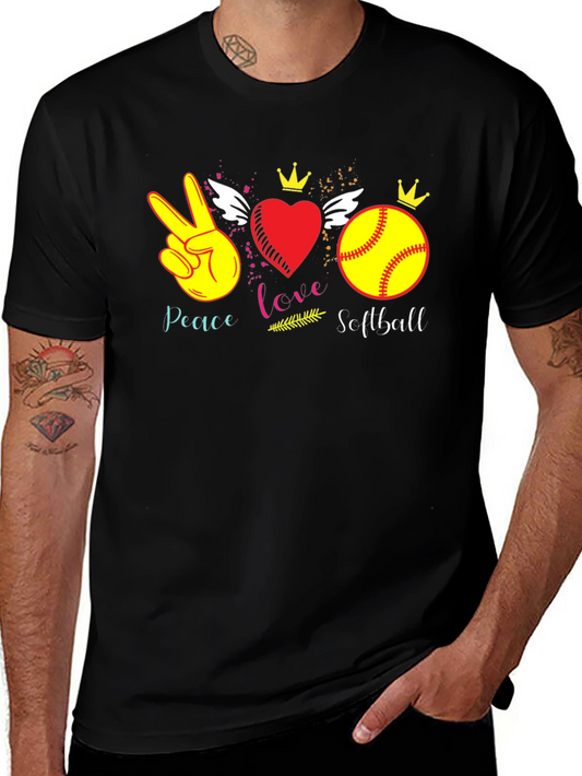 Peace Love Softball T-Shirt