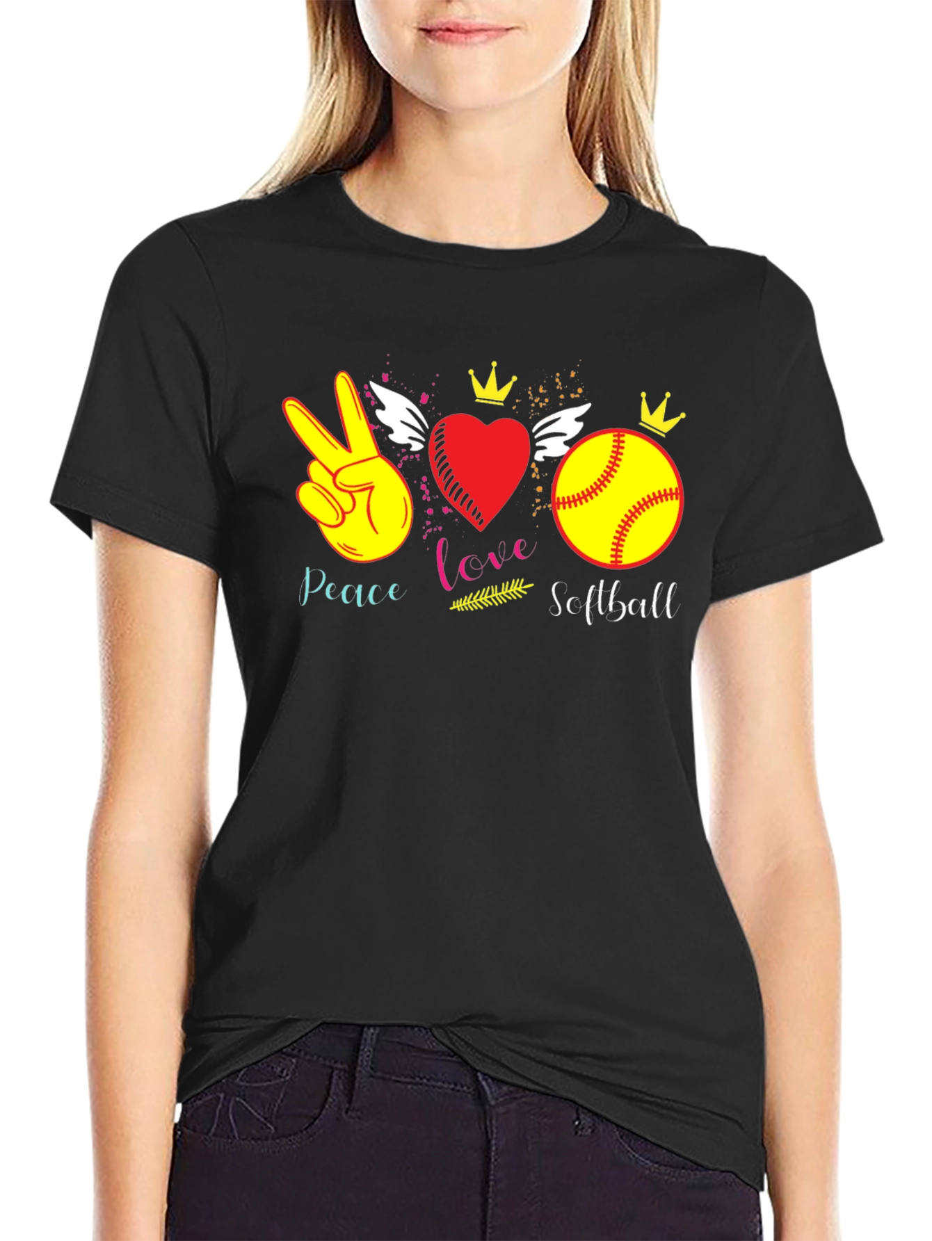 Peace Love Softball T-Shirt